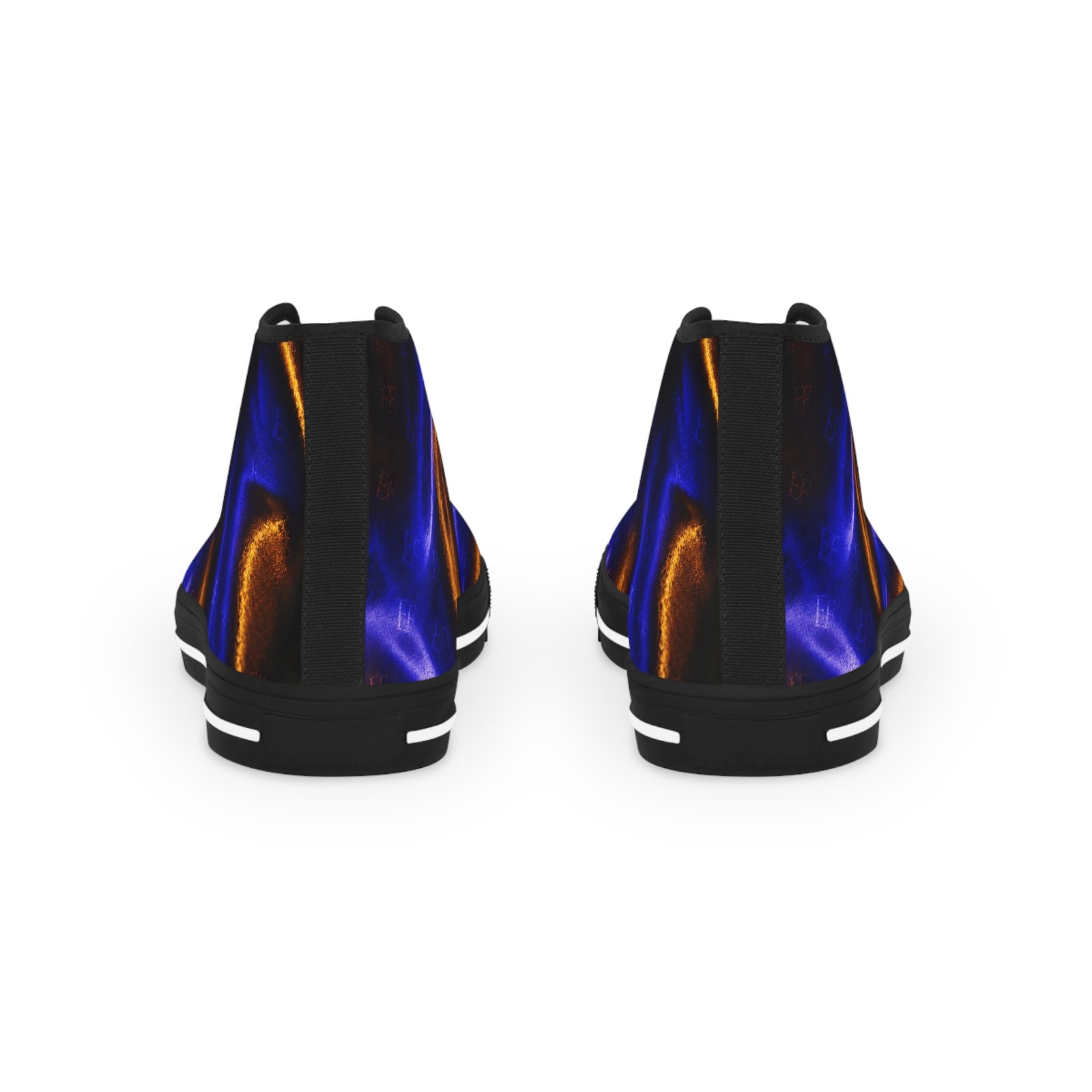 echoflame high top sneakers — blue & copper abstract swirl pattern echoflame high top sneakers — blue & copper abstract swirl pattern