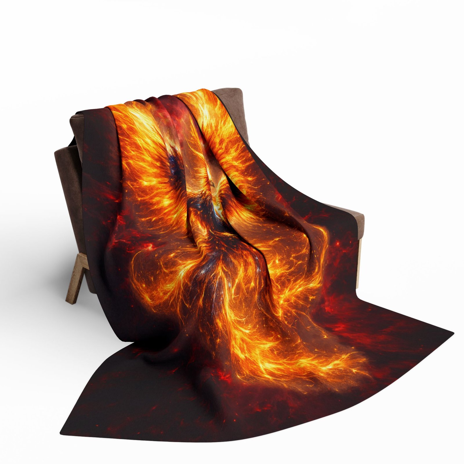 echoflame phoenix fire fleece blanket — fiery mythical bird throw echoflame phoenix fire fleece blanket — fiery mythical bird throw