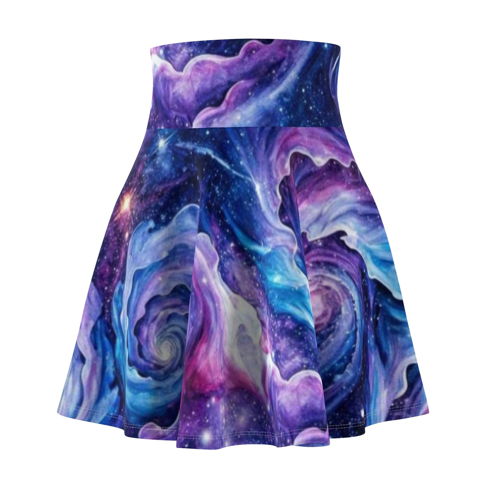 echoflame galaxy swirl women's skater skirt purple blue nebula aop echoflame galaxy swirl women's skater skirt purple blue nebula aop