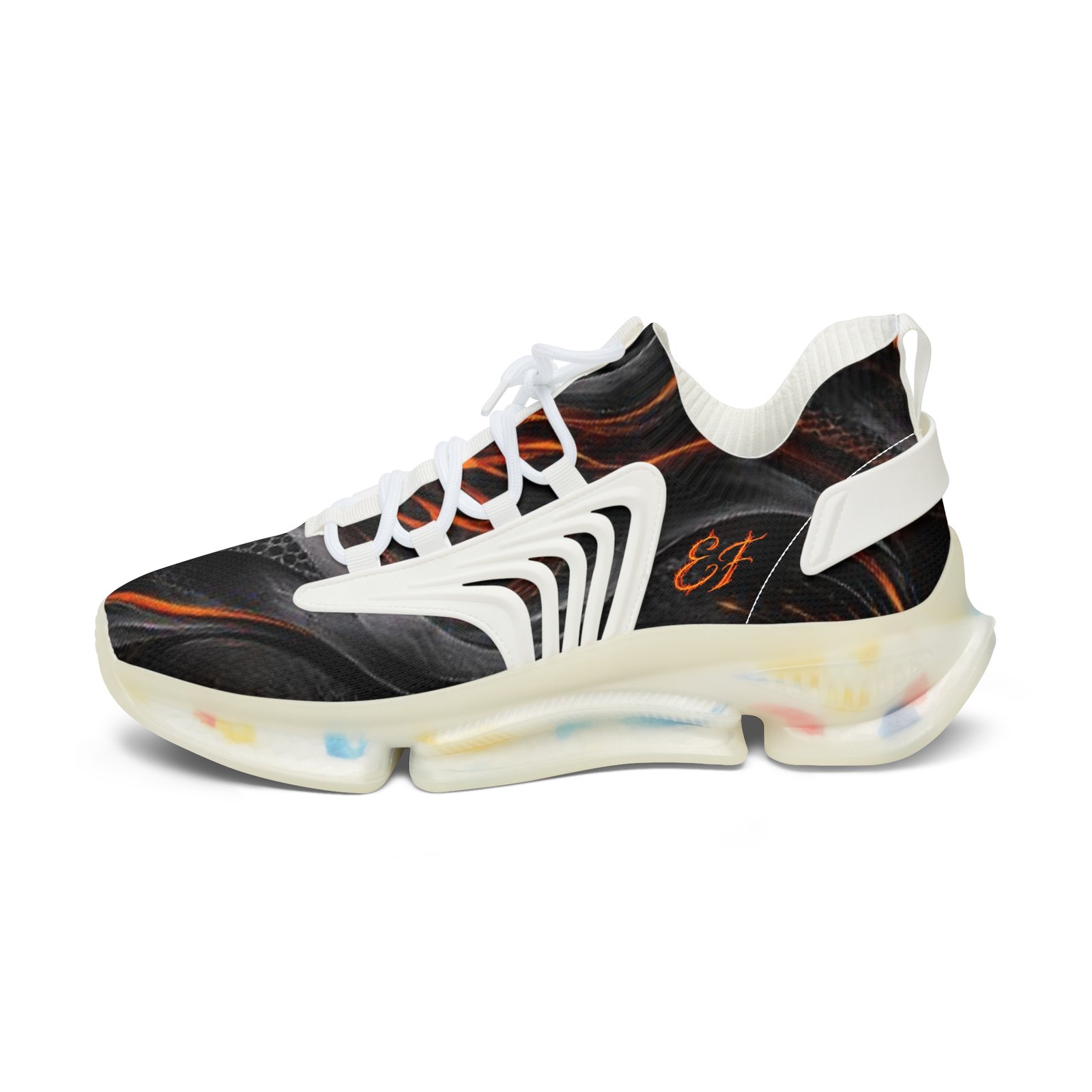 echoflame women’s mesh sneakers — black flame abstract athletic shoes echoflame women’s mesh sneakers — black flame abstract athletic shoes
