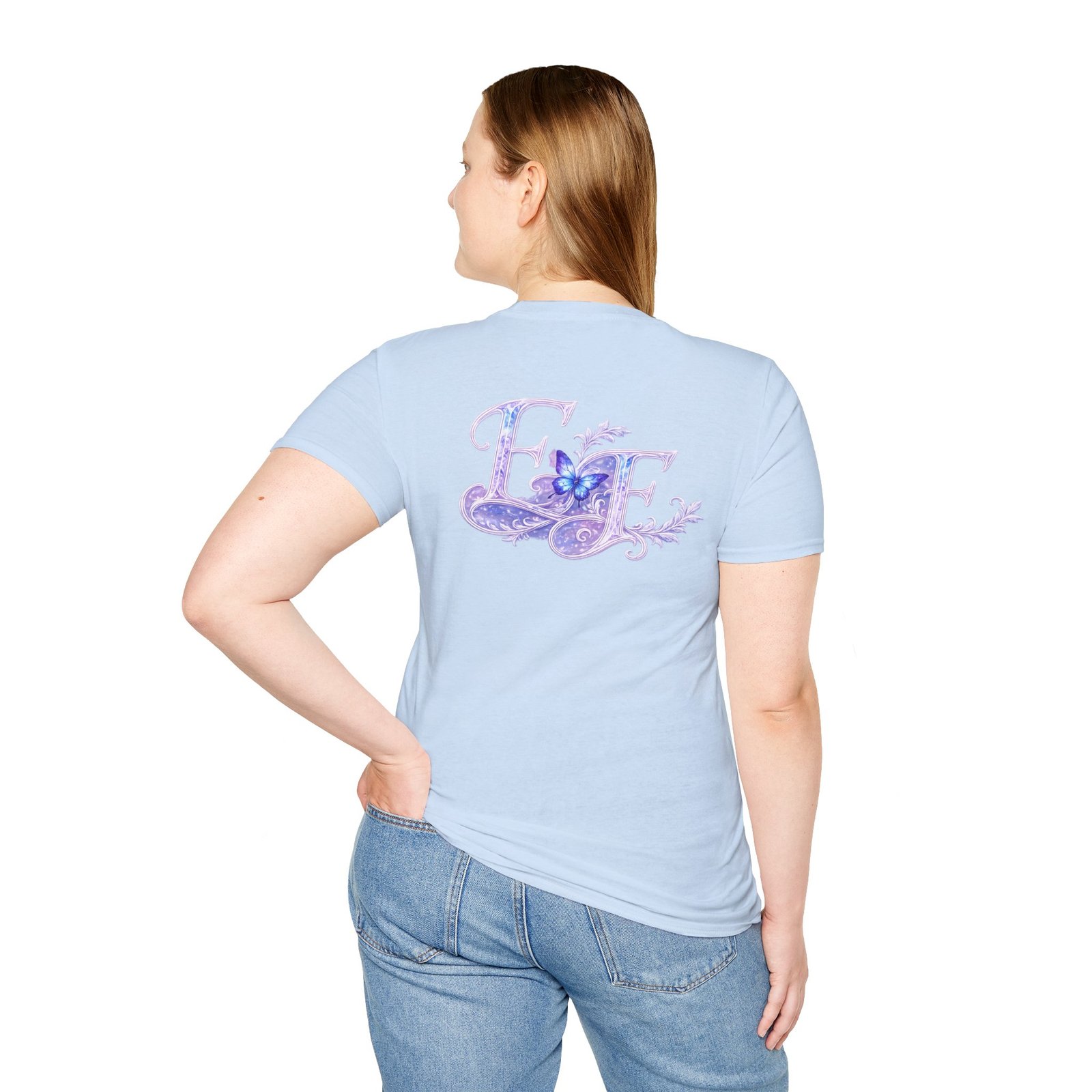 echoflame butterfly floral tee – lavender 'e&e' graphic t shirt echoflame butterfly floral tee – lavender 'e&e' graphic t shirt