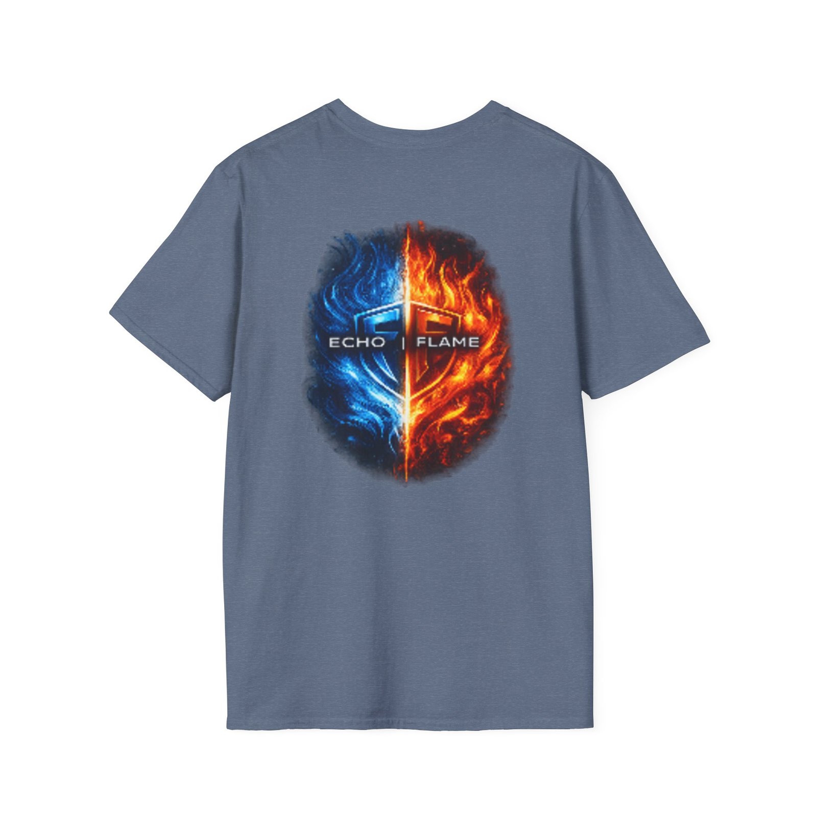 echo flame split fire & ice graphic t shirt echo flame split fire & ice graphic t shirt