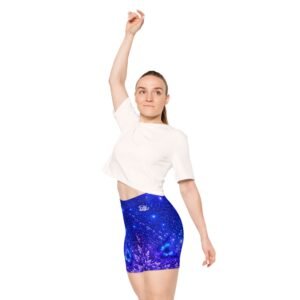 echoflame galaxy dream women's biker shorts — blue starfield floral aop