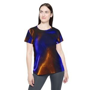 echoflame women's sports jersey blue & copper satin abstract all over print