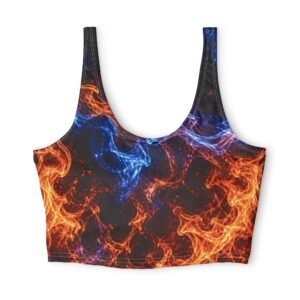 echoflame flame & ice sports bra — all over fire pattern activewear
