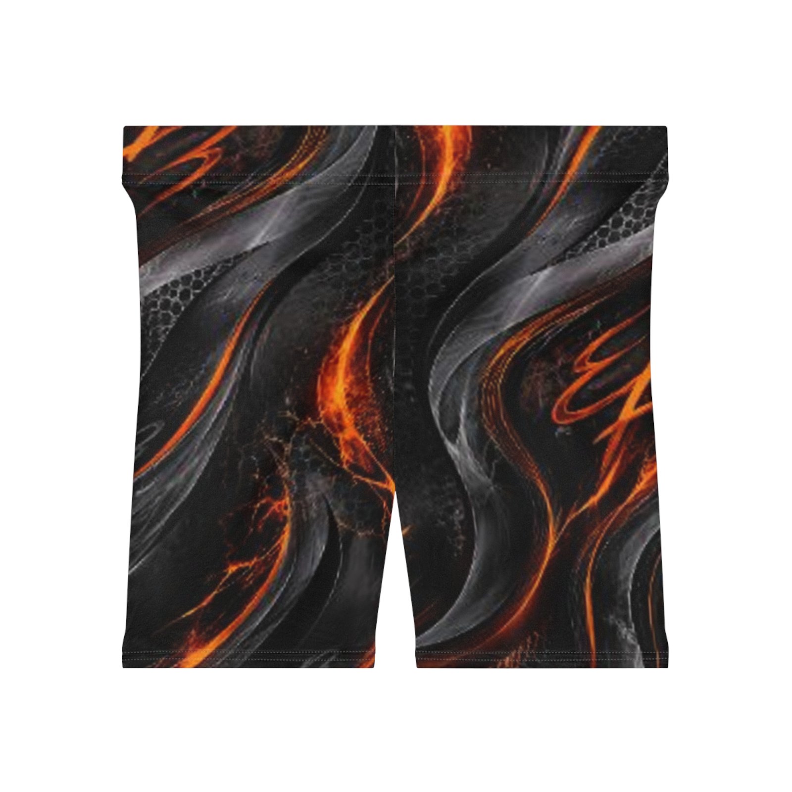 echoflame flame wave women's biker shorts black & orange all over print echoflame flame wave women's biker shorts black & orange all over print