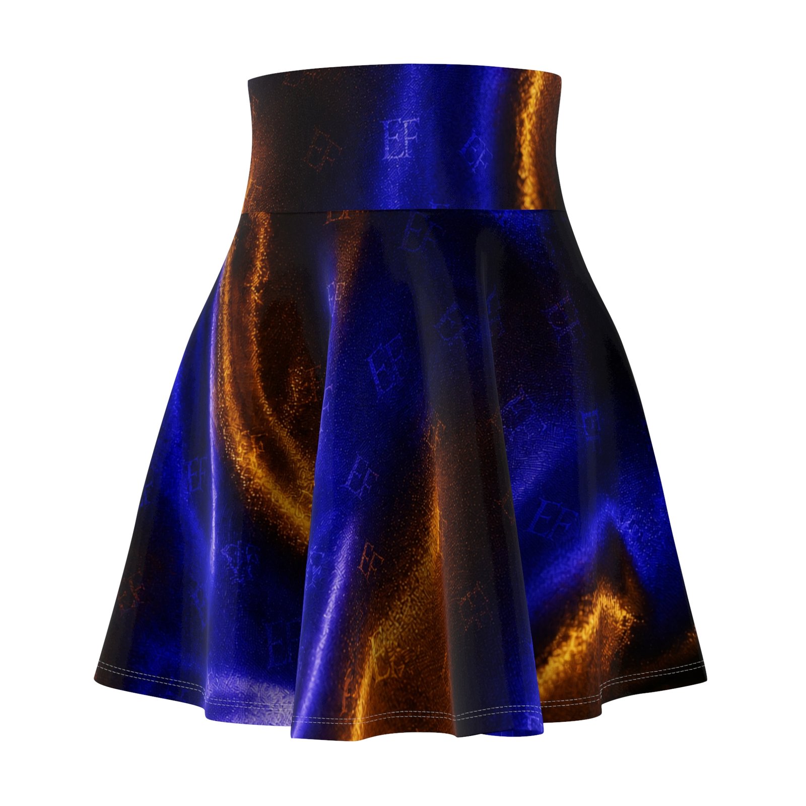 echoflame blue & gold satin swirl skater skirt echoflame blue & gold satin swirl skater skirt