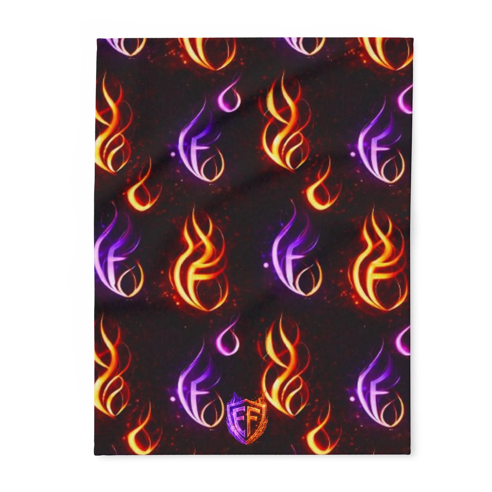 echoflame flame pattern fleece blanket – neon orange & purple fire design echoflame flame pattern fleece blanket – neon orange & purple fire design