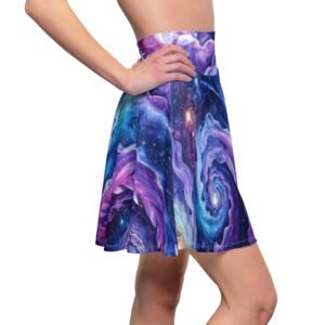 echoflame galaxy swirl women's skater skirt purple blue nebula aop