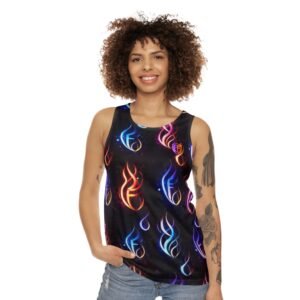 echoflame galaxy flame all over print tank top — neon fire pattern