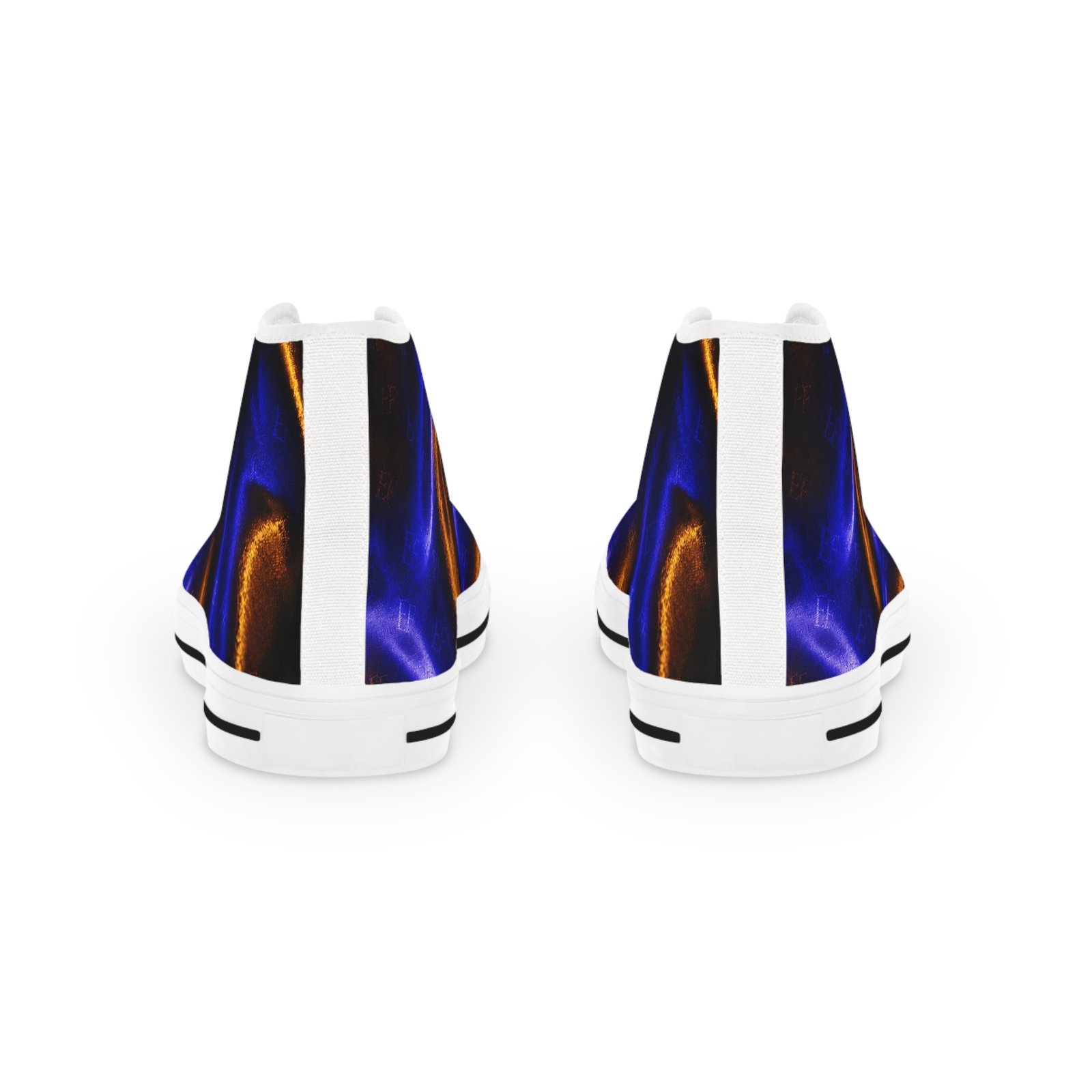 echoflame high top sneakers — blue & copper abstract swirl pattern echoflame high top sneakers — blue & copper abstract swirl pattern