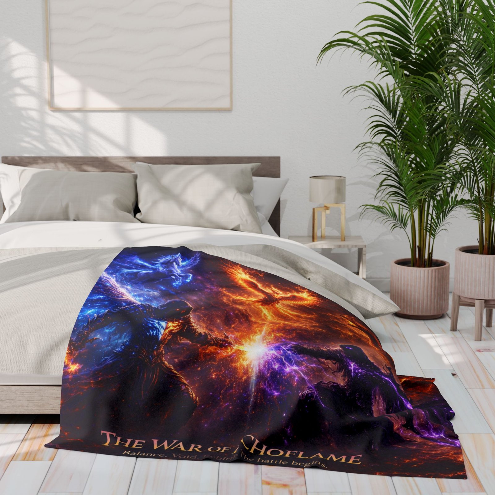 echoflame arctic fleece blanket — the war of echoflame fantasy throw (phoenix & mage battle) echoflame arctic fleece blanket — the war of echoflame fantasy throw (phoenix & mage battle)