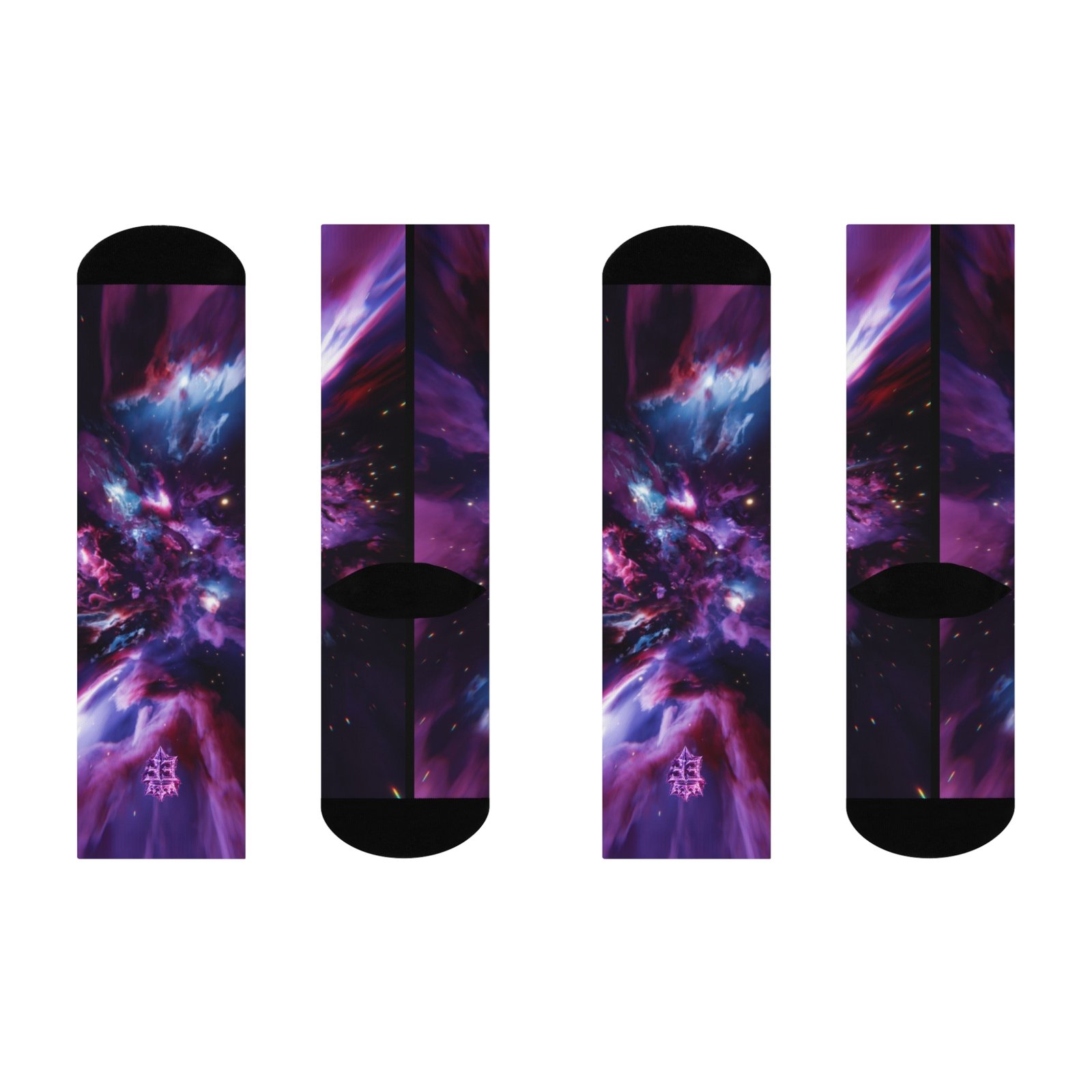 echoflame galaxy nebula cushioned crew socks — purple space design echoflame galaxy nebula cushioned crew socks — purple space design
