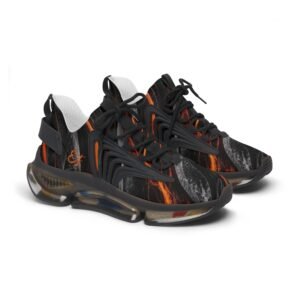 echoflame women’s mesh sneakers — black flame abstract athletic shoes
