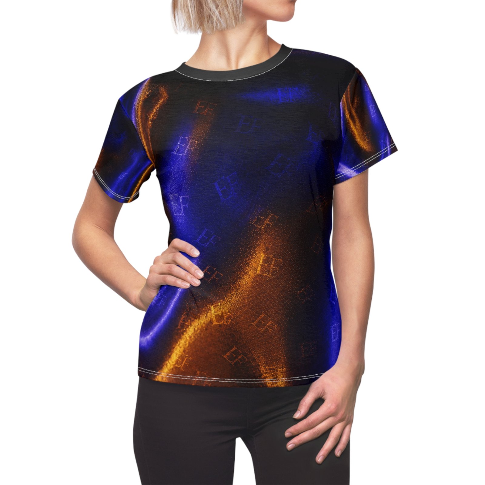 echoflame women's abstract blue & copper all over print tee echoflame women's abstract blue & copper all over print tee