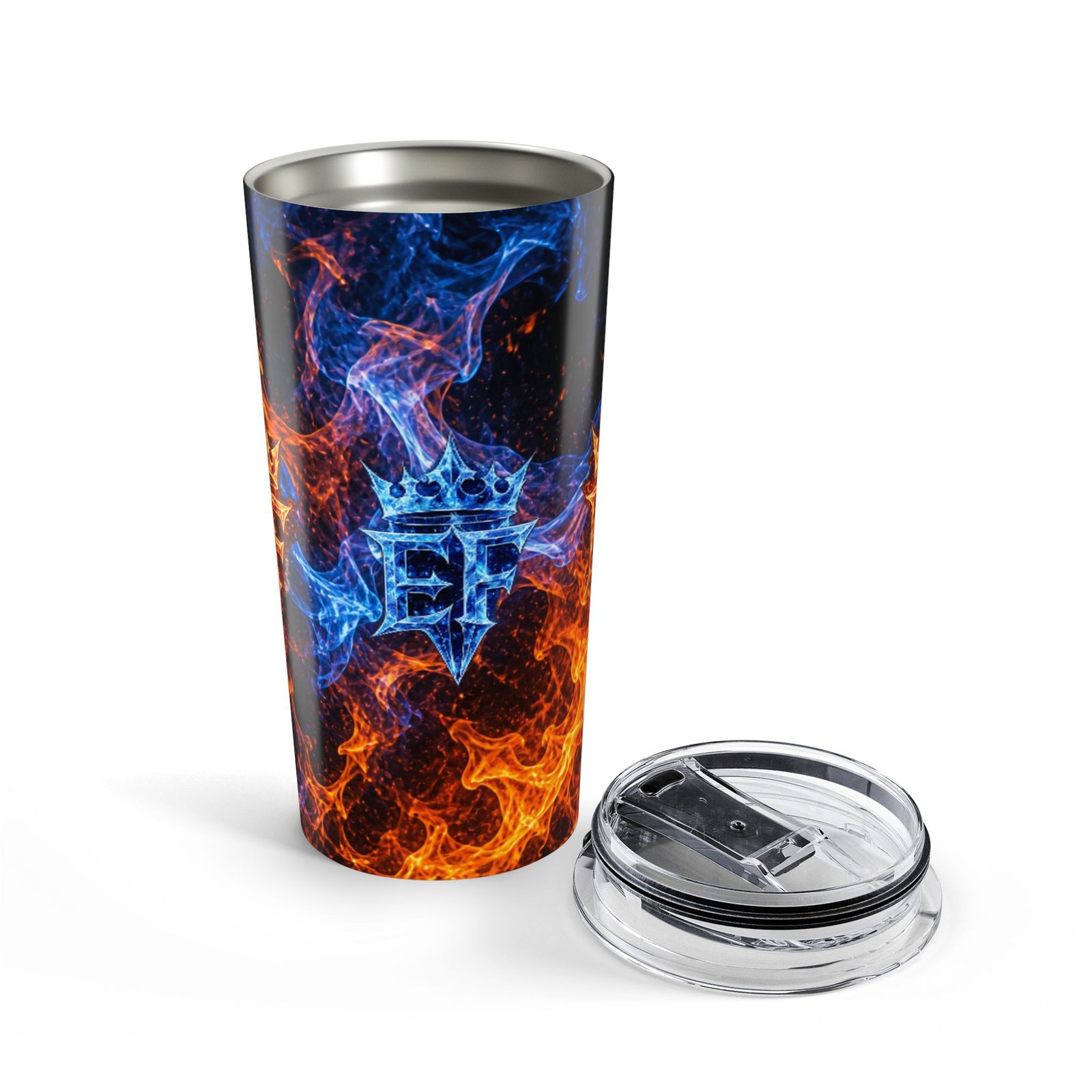 echoflame 20oz flame crest tumbler — dual blue & orange fire insulated travel cup echoflame 20oz flame crest tumbler — dual blue & orange fire insulated travel cup