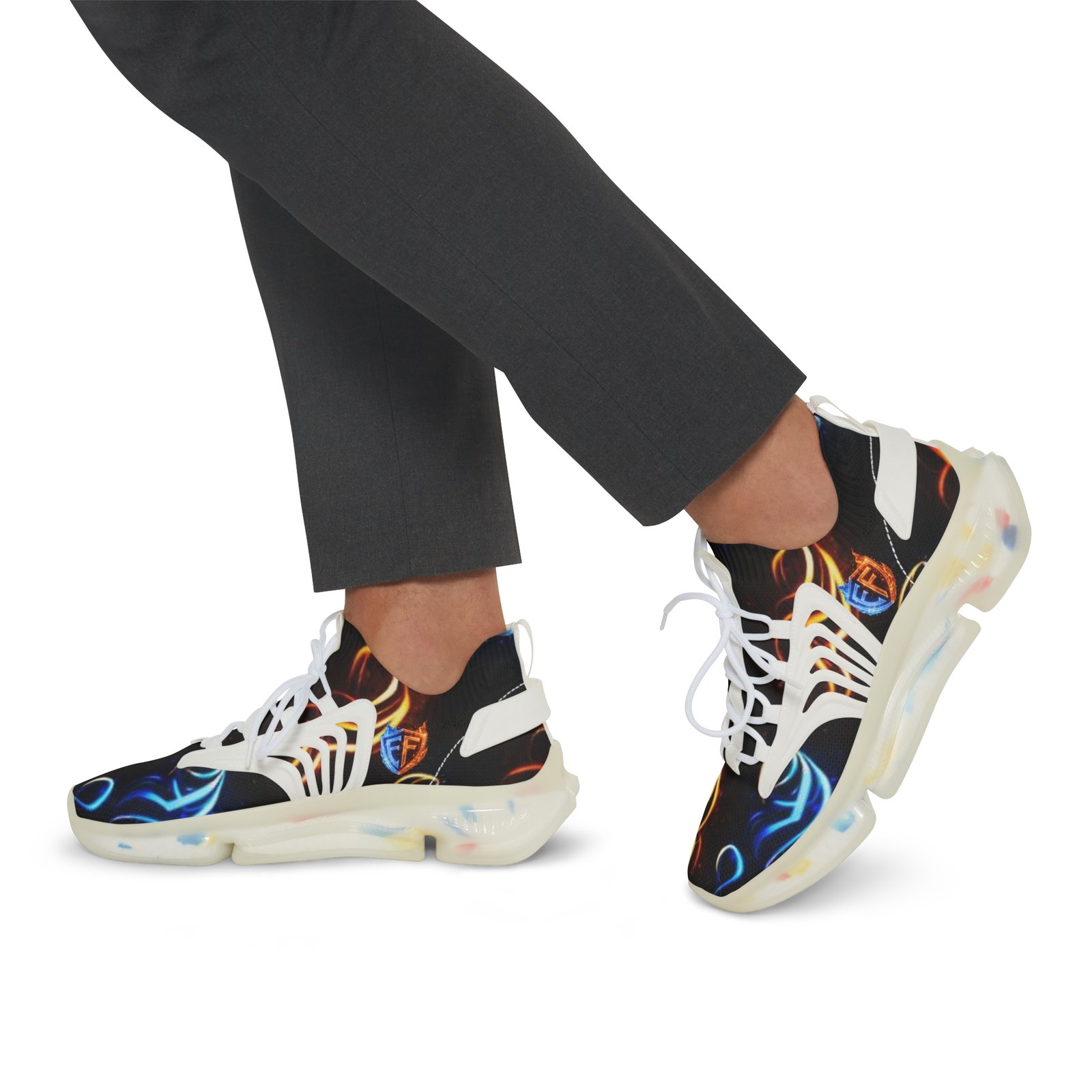 echoflame men's mesh sneakers — neon flame abstract athletic shoes echoflame men's mesh sneakers — neon flame abstract athletic shoes