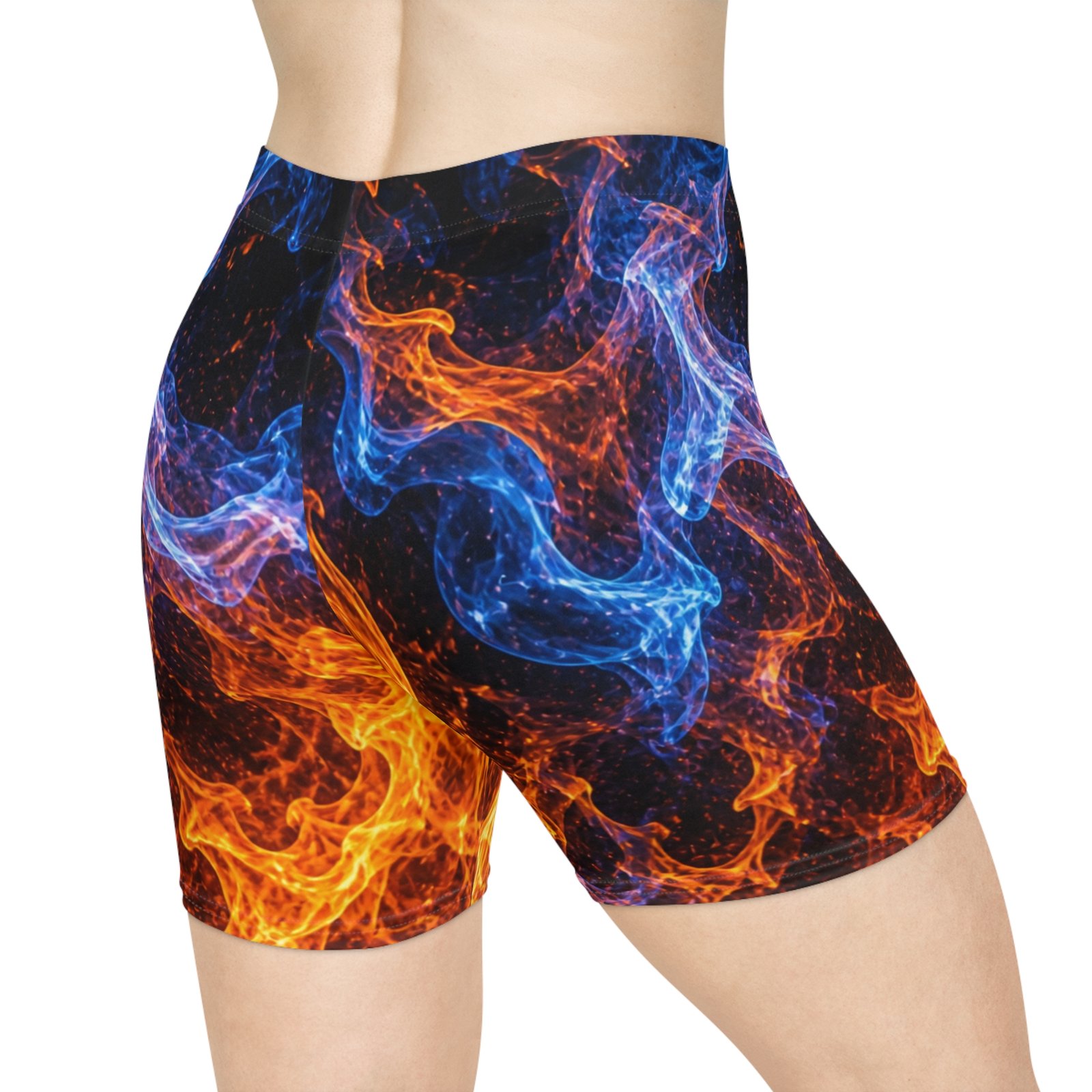 echoflame fire & ice flame print women's biker shorts echoflame fire & ice flame print women's biker shorts