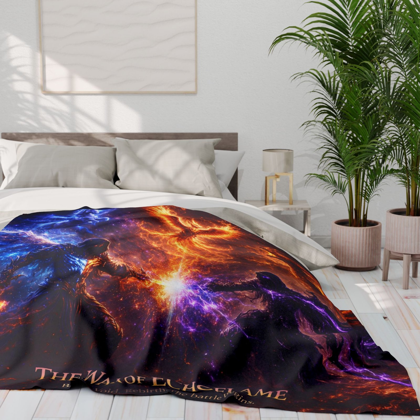echoflame arctic fleece blanket — the war of echoflame fantasy throw (phoenix & mage battle) echoflame arctic fleece blanket — the war of echoflame fantasy throw (phoenix & mage battle)