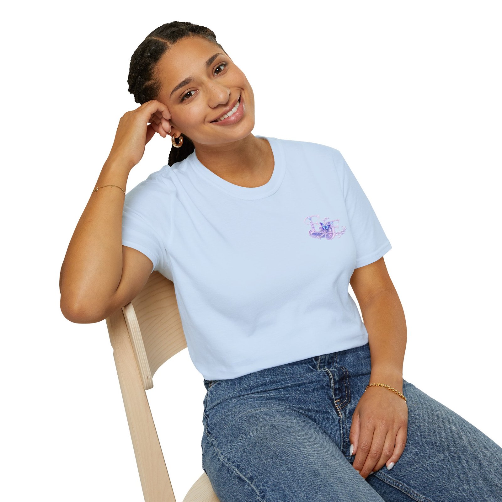 echoflame butterfly floral tee – lavender 'e&e' graphic t shirt echoflame butterfly floral tee – lavender 'e&e' graphic t shirt