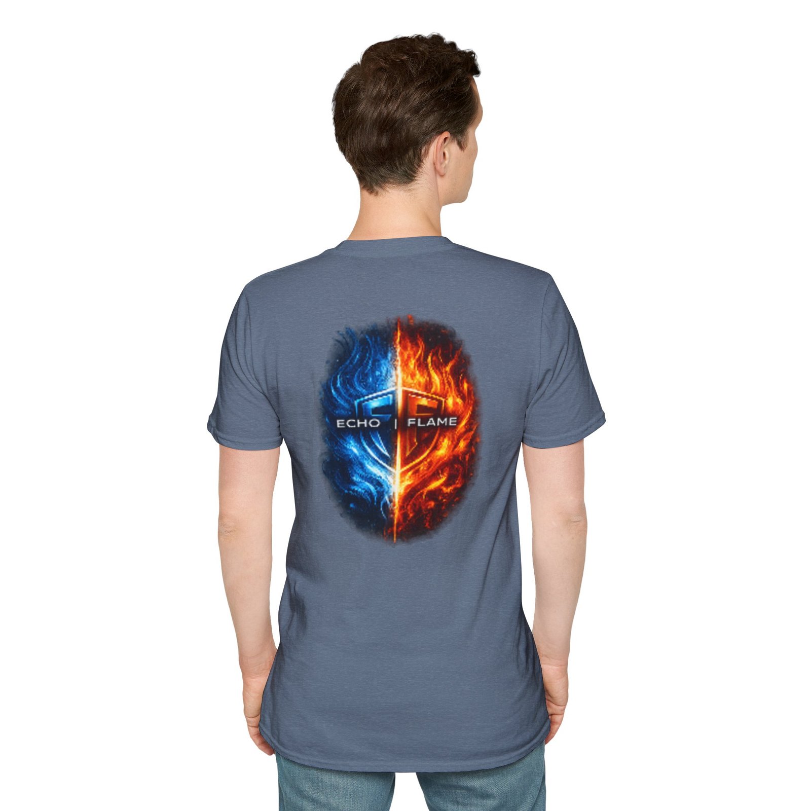 echo flame split fire & ice graphic t shirt echo flame split fire & ice graphic t shirt