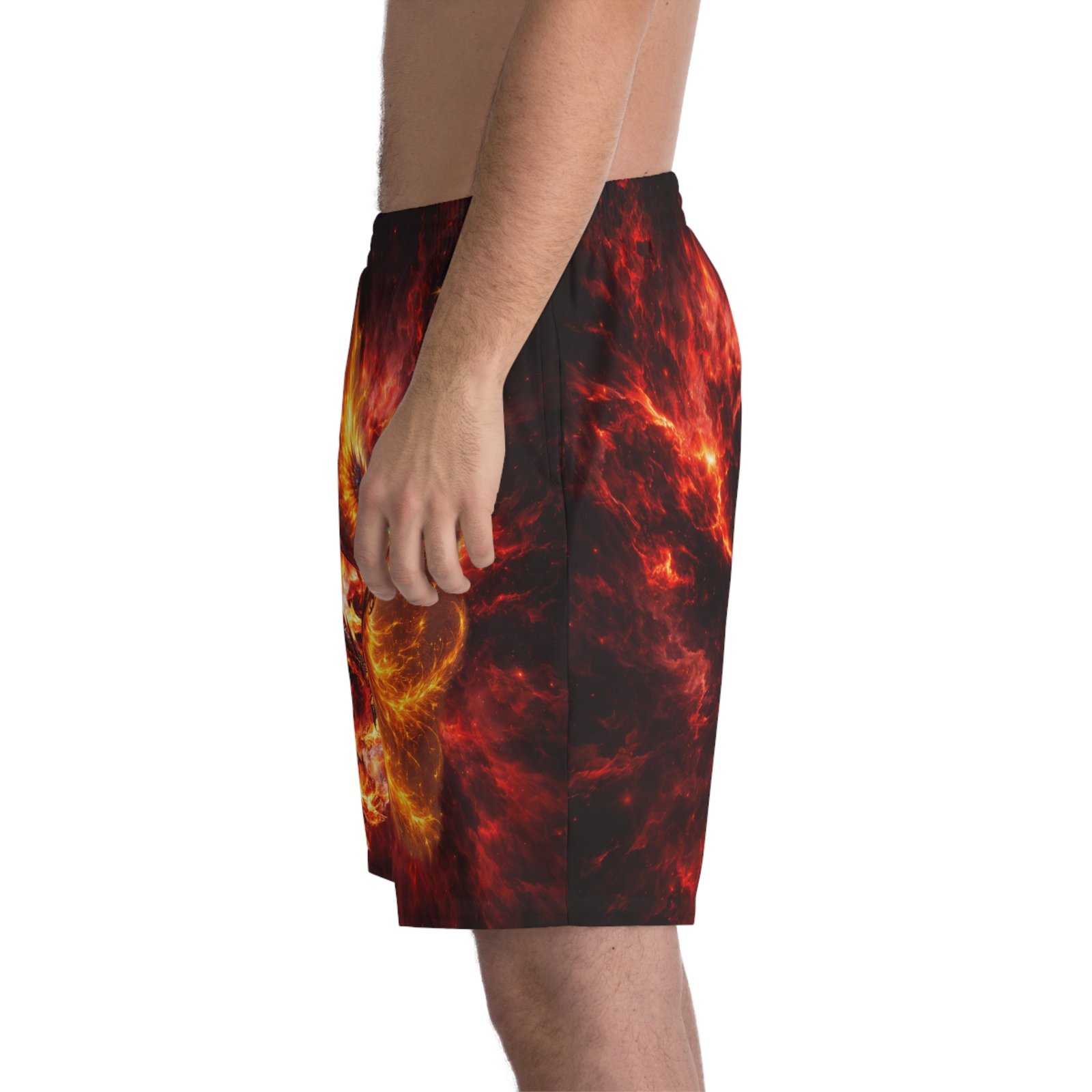 echoflame fiery dragon & phoenix swim shorts — men’s beach trunks echoflame fiery dragon & phoenix swim shorts — men’s beach trunks