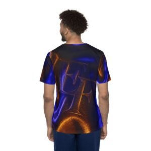 echoflamemetallic blue & orange abstract sports jersey