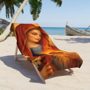religious beach towel — sacred heart madonna design