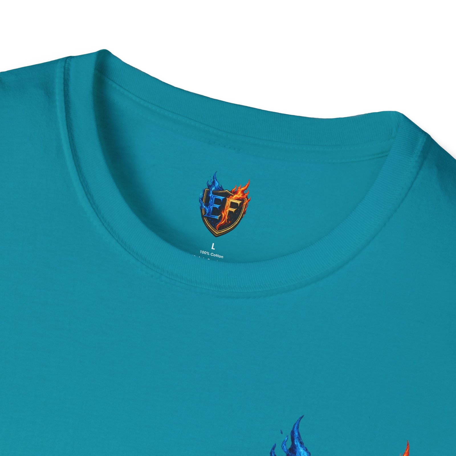 echoflame shield crest t shirt — ef flame logo (blue & red) echoflame shield crest t shirt — ef flame logo (blue & red)