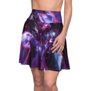 echoflame galaxy nebula skater skirt — purple space print with 'e&e' waist accent