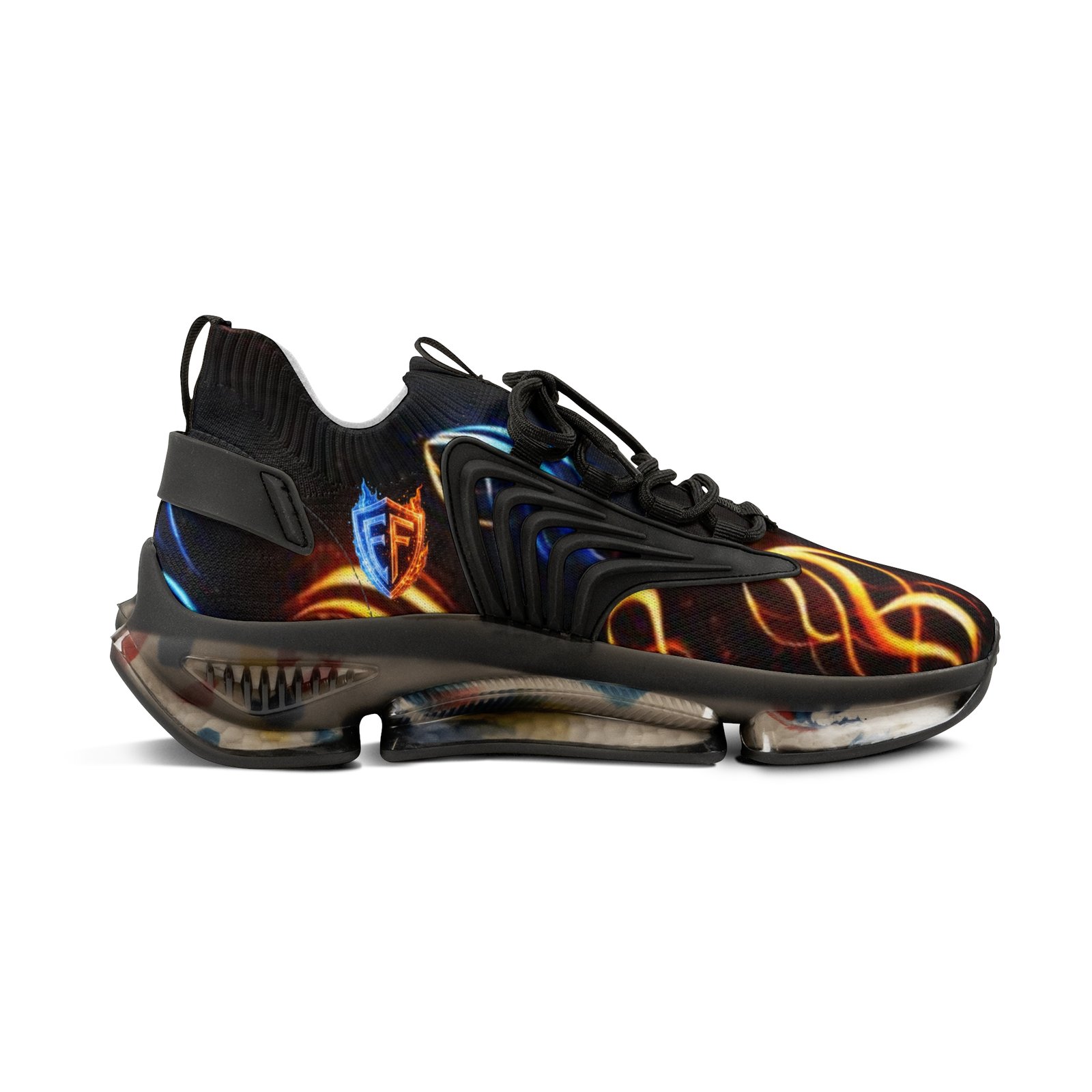 echoflame men's mesh sneakers — neon flame abstract athletic shoes echoflame men's mesh sneakers — neon flame abstract athletic shoes