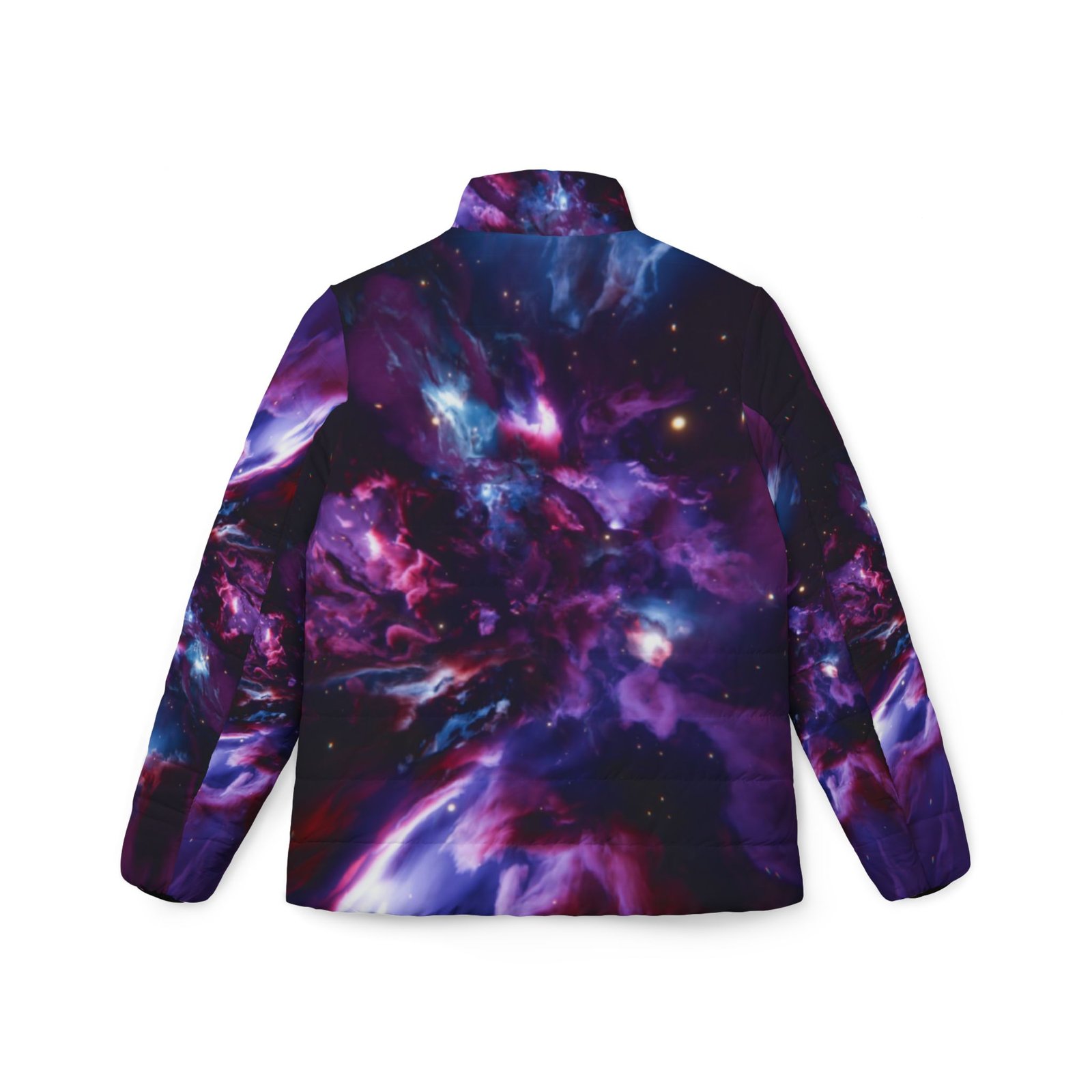 echoflame galaxy nebula women’s puffer jacket — purple space print cozy outerwear echoflame galaxy nebula women’s puffer jacket — purple space print cozy outerwear