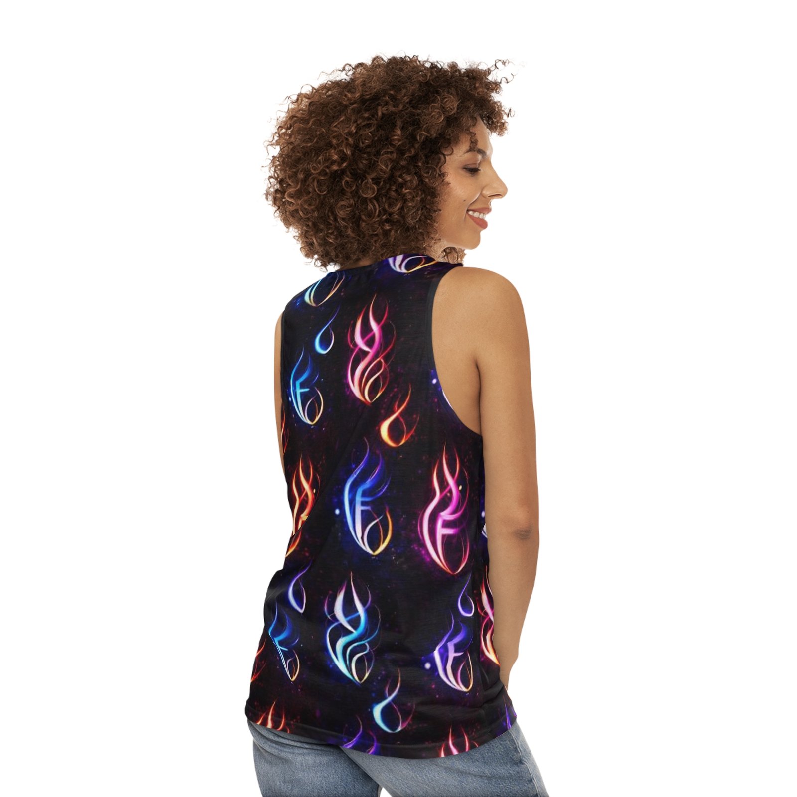 echoflame galaxy flame all over print tank top — neon fire pattern echoflame galaxy flame all over print tank top — neon fire pattern