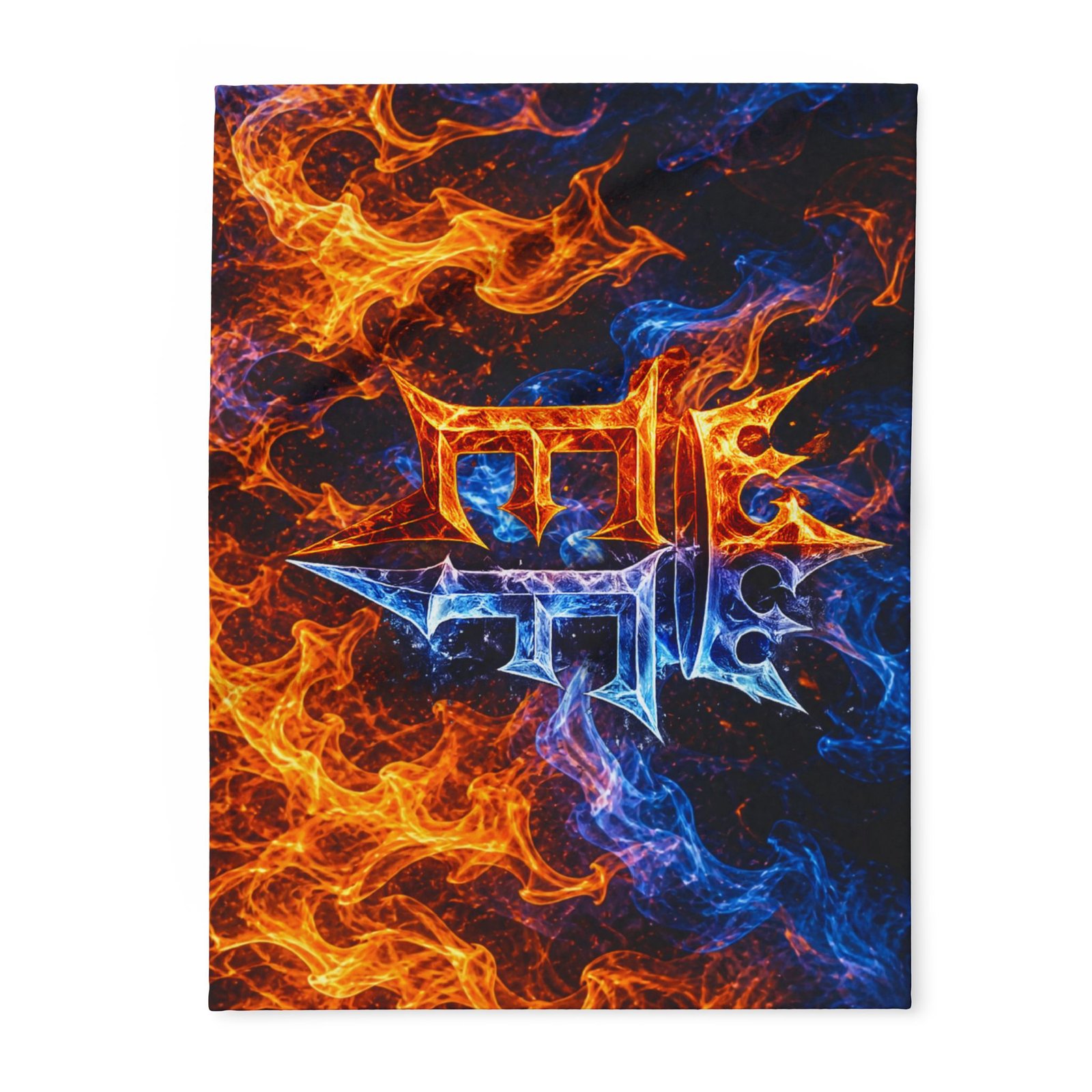 echoflame fire & ice crown fleece blanket — arctic fleece with 'ef' flame design echoflame fire & ice crown fleece blanket — arctic fleece with 'ef' flame design