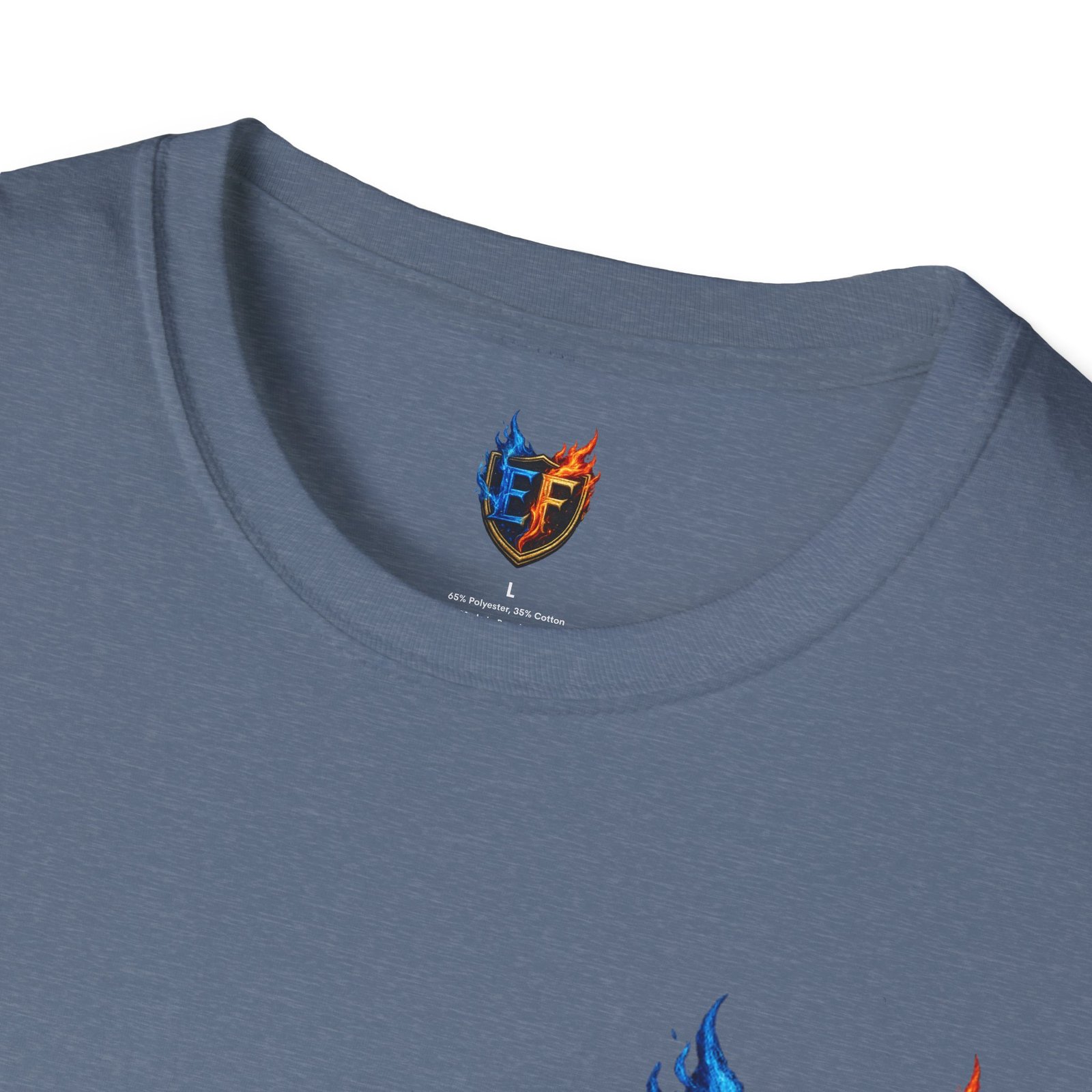 echoflame shield crest t shirt — ef flame logo (blue & red) echoflame shield crest t shirt — ef flame logo (blue & red)
