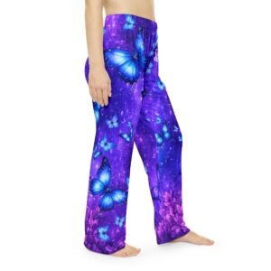 echoflame purple blue butterfly pajama pants — women's cozy sleep lounge pants