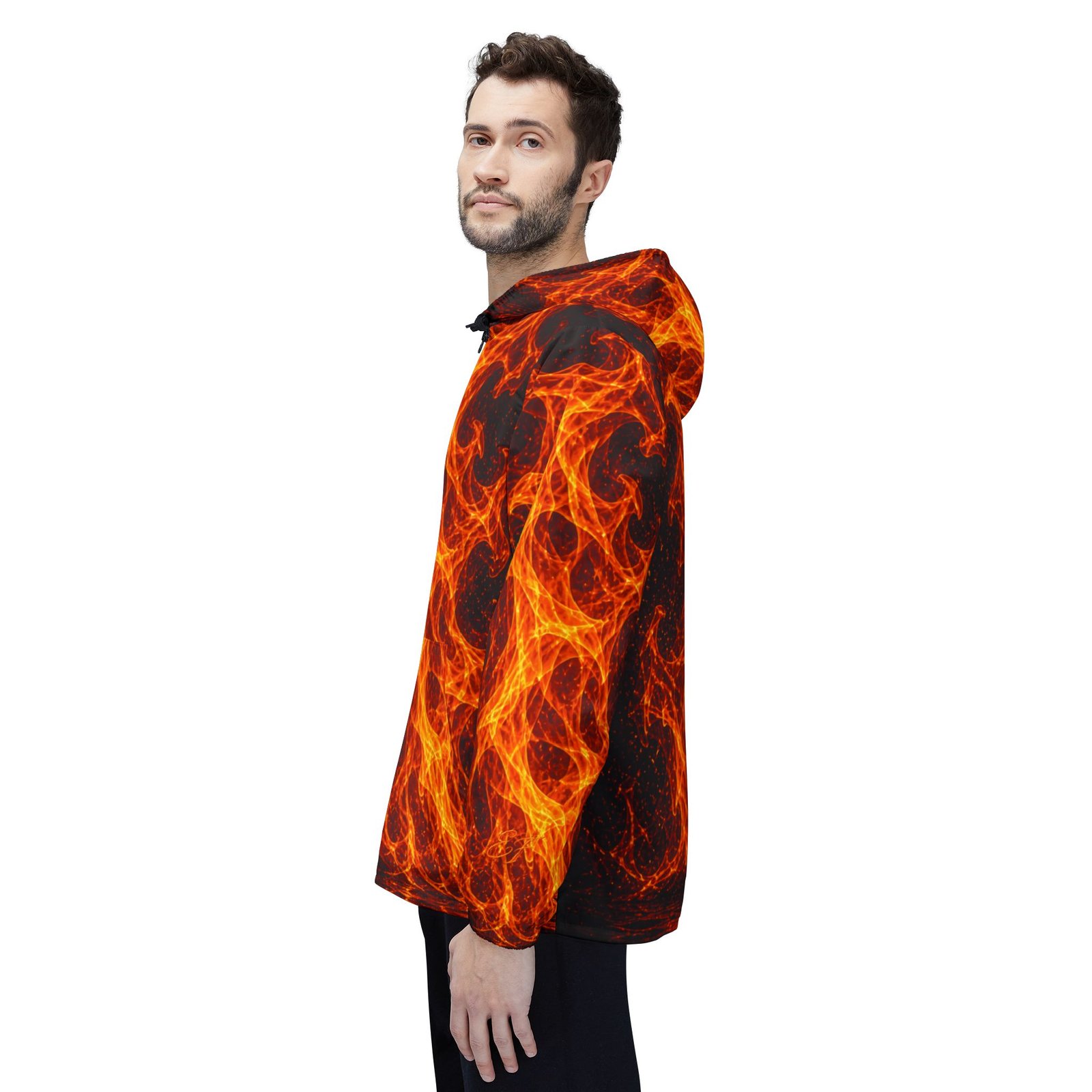 echoflame fiery flame all over print windbreaker jacket echoflame fiery flame all over print windbreaker jacket