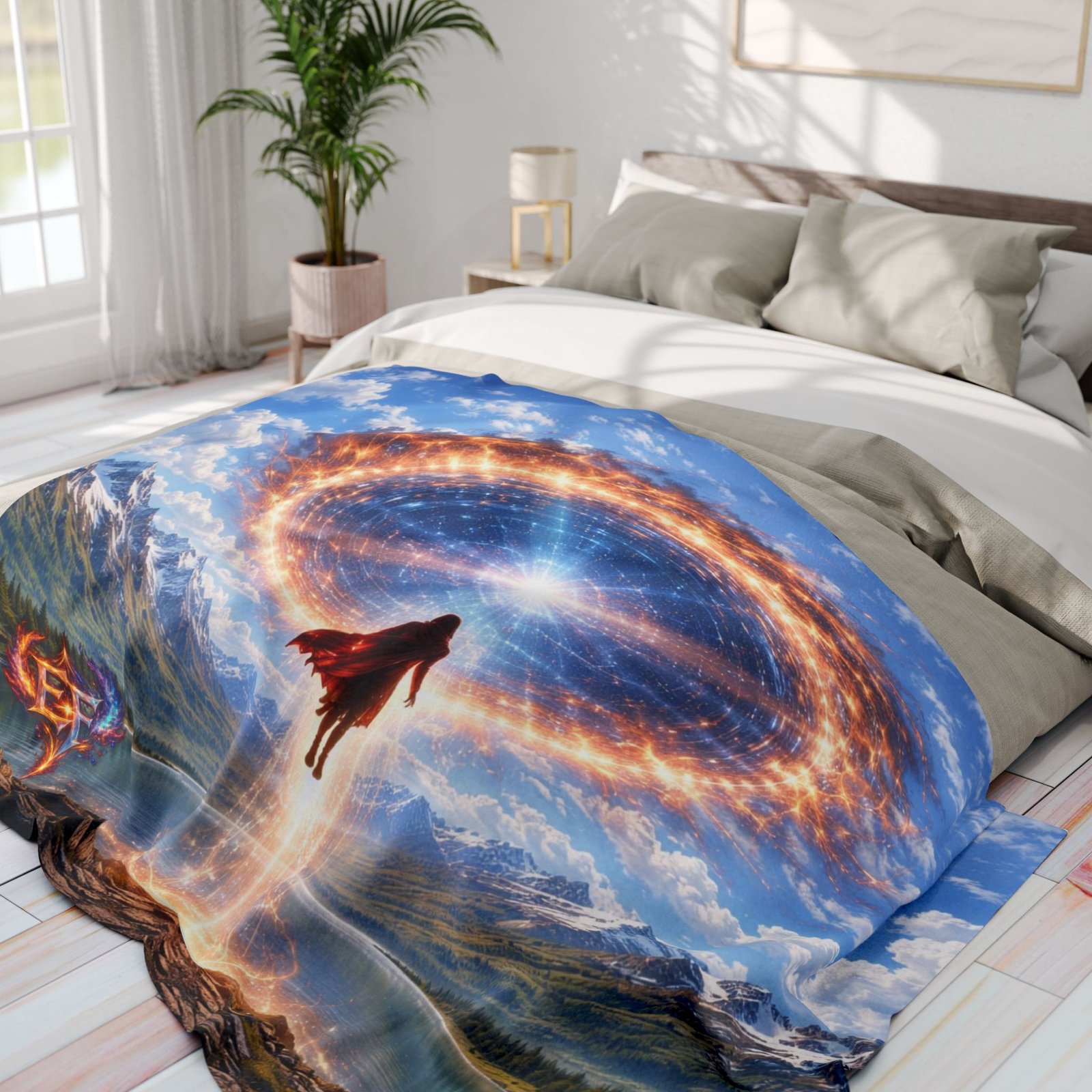 echoflame arctic fleece blanket — mystical portal superhero throw blanket echoflame arctic fleece blanket — mystical portal superhero throw blanket
