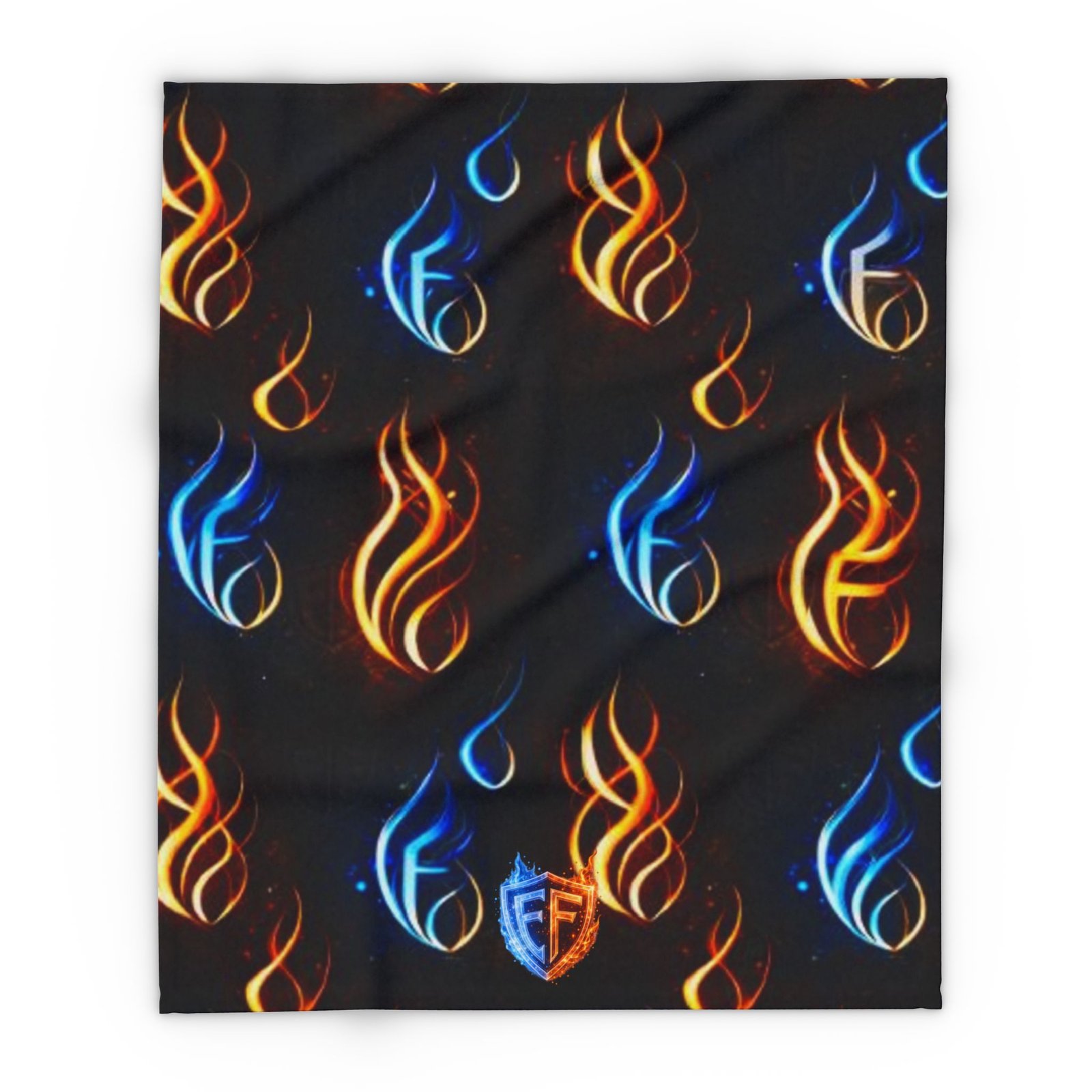 echoflame flame pattern arctic fleece blanket — blue & orange fire design cozy throw echoflame flame pattern arctic fleece blanket — blue & orange fire design cozy throw