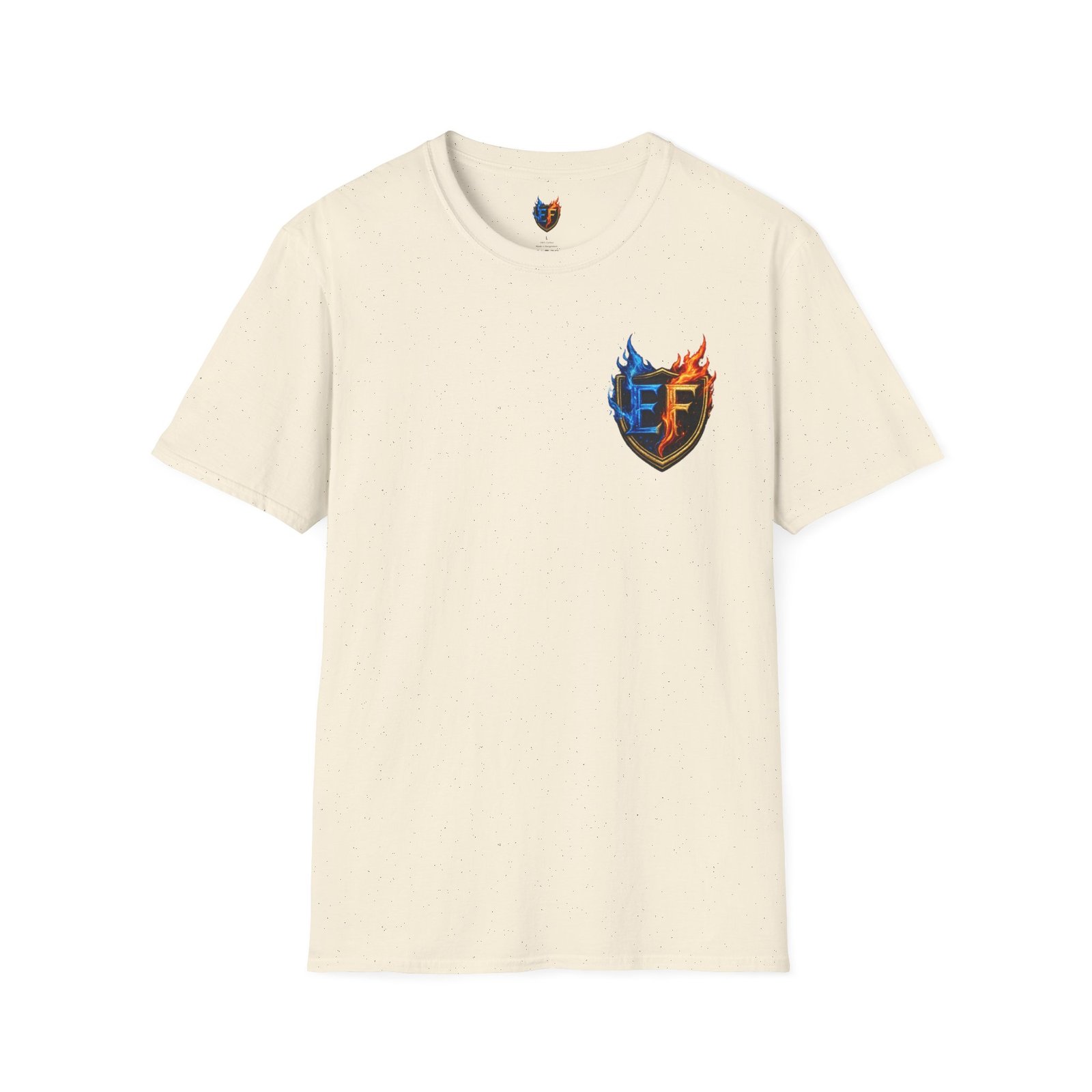 echoflame shield crest t shirt — ef flame logo (blue & red) echoflame shield crest t shirt — ef flame logo (blue & red)
