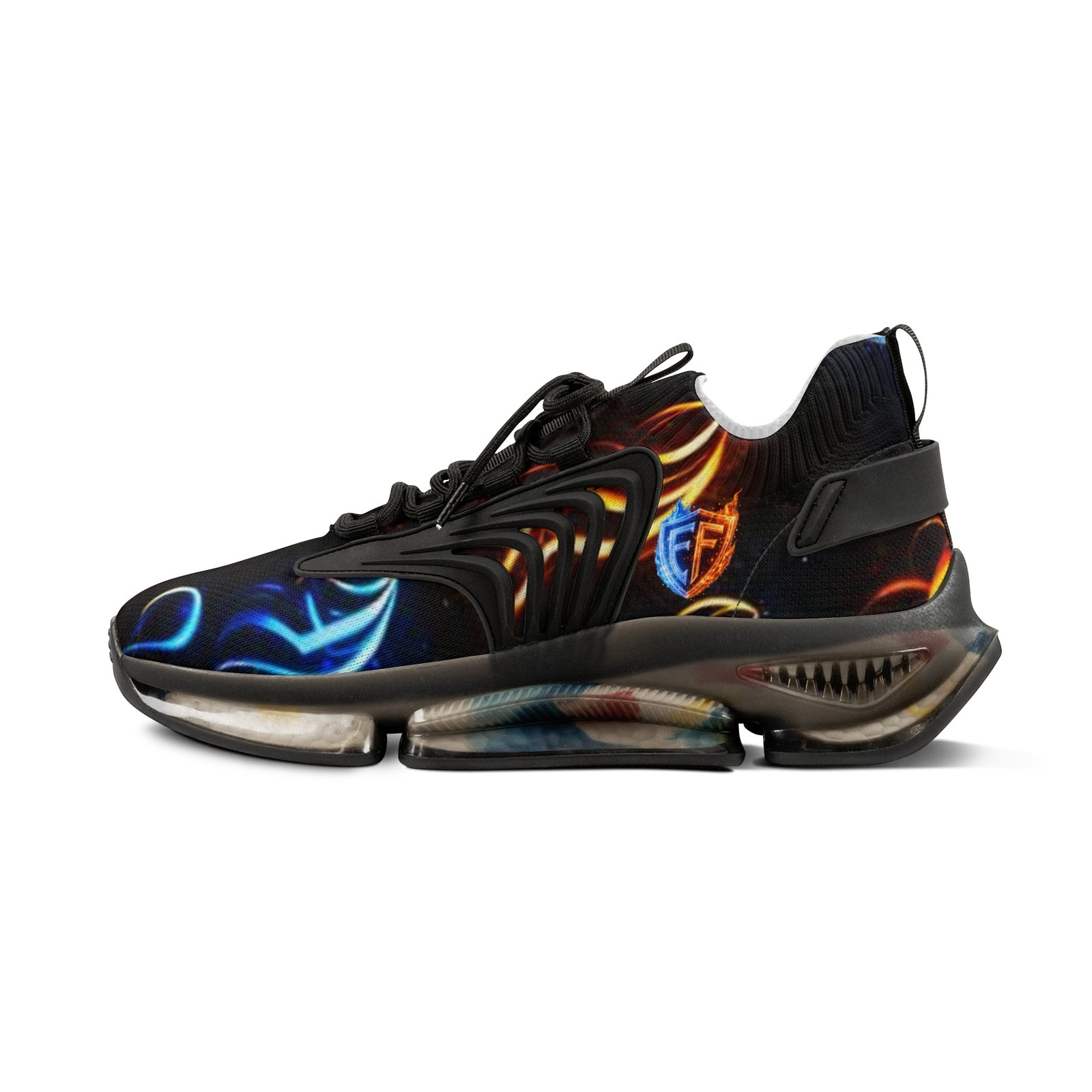 echoflame men's mesh sneakers — neon flame abstract athletic shoes echoflame men's mesh sneakers — neon flame abstract athletic shoes