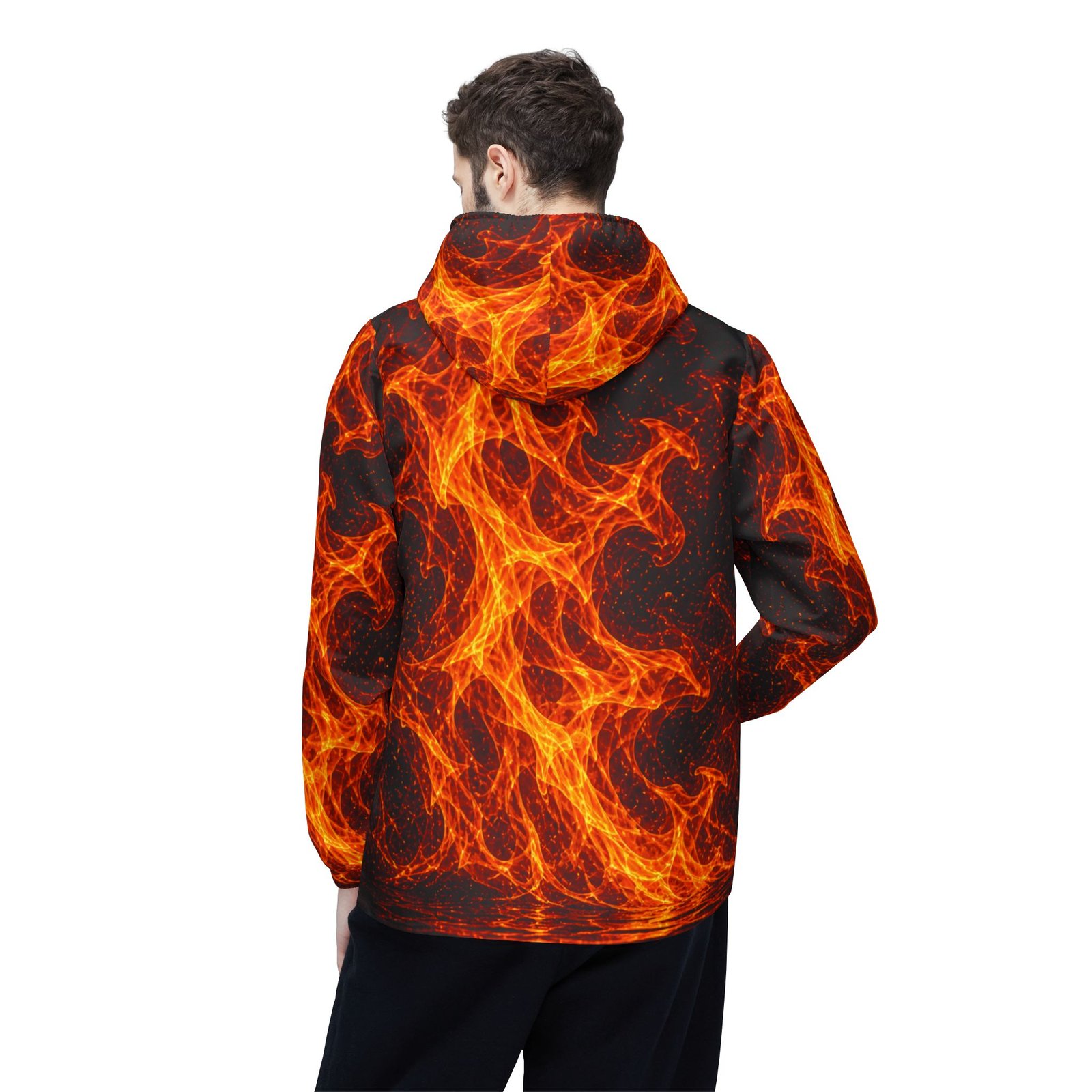 echoflame fiery flame all over print windbreaker jacket echoflame fiery flame all over print windbreaker jacket