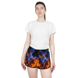 echoflame flaming blue & orange firewave women's relaxed shorts