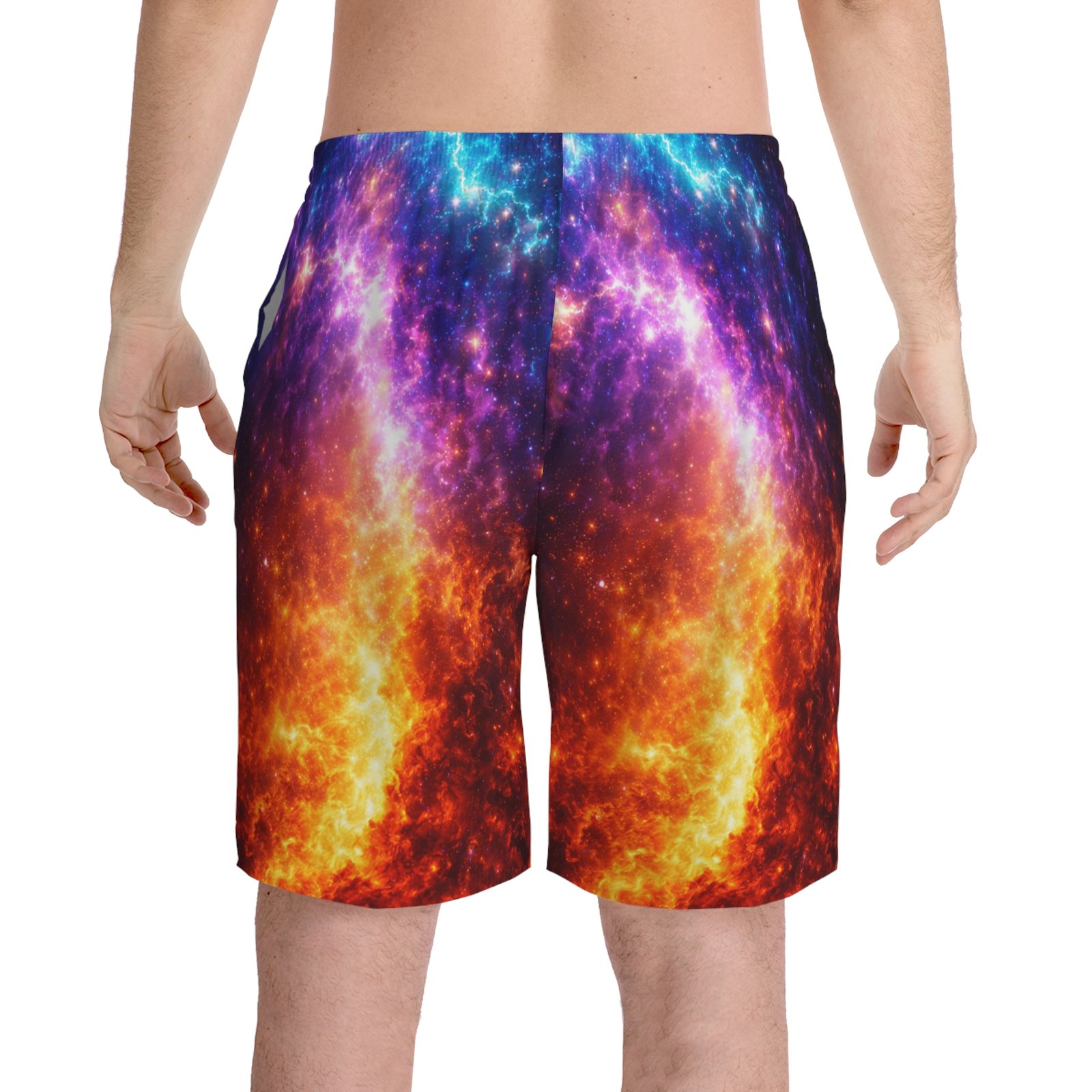 echoflame galaxy flame swim shorts — vibrant nebula beach trunks with ef crest echoflame galaxy flame swim shorts — vibrant nebula beach trunks with ef crest