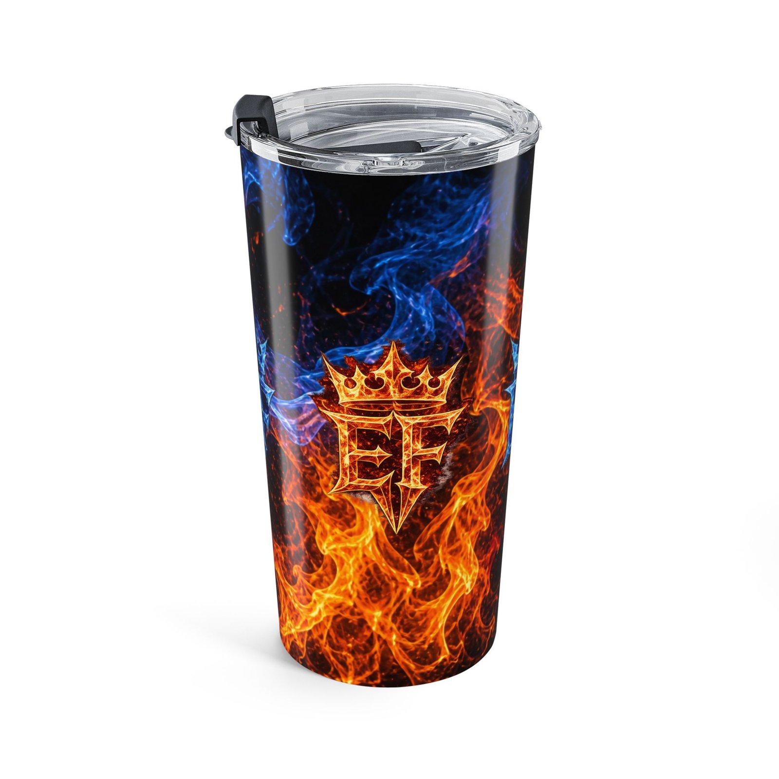 echoflame 20oz flame crest tumbler — dual blue & orange fire insulated travel cup echoflame 20oz flame crest tumbler — dual blue & orange fire insulated travel cup
