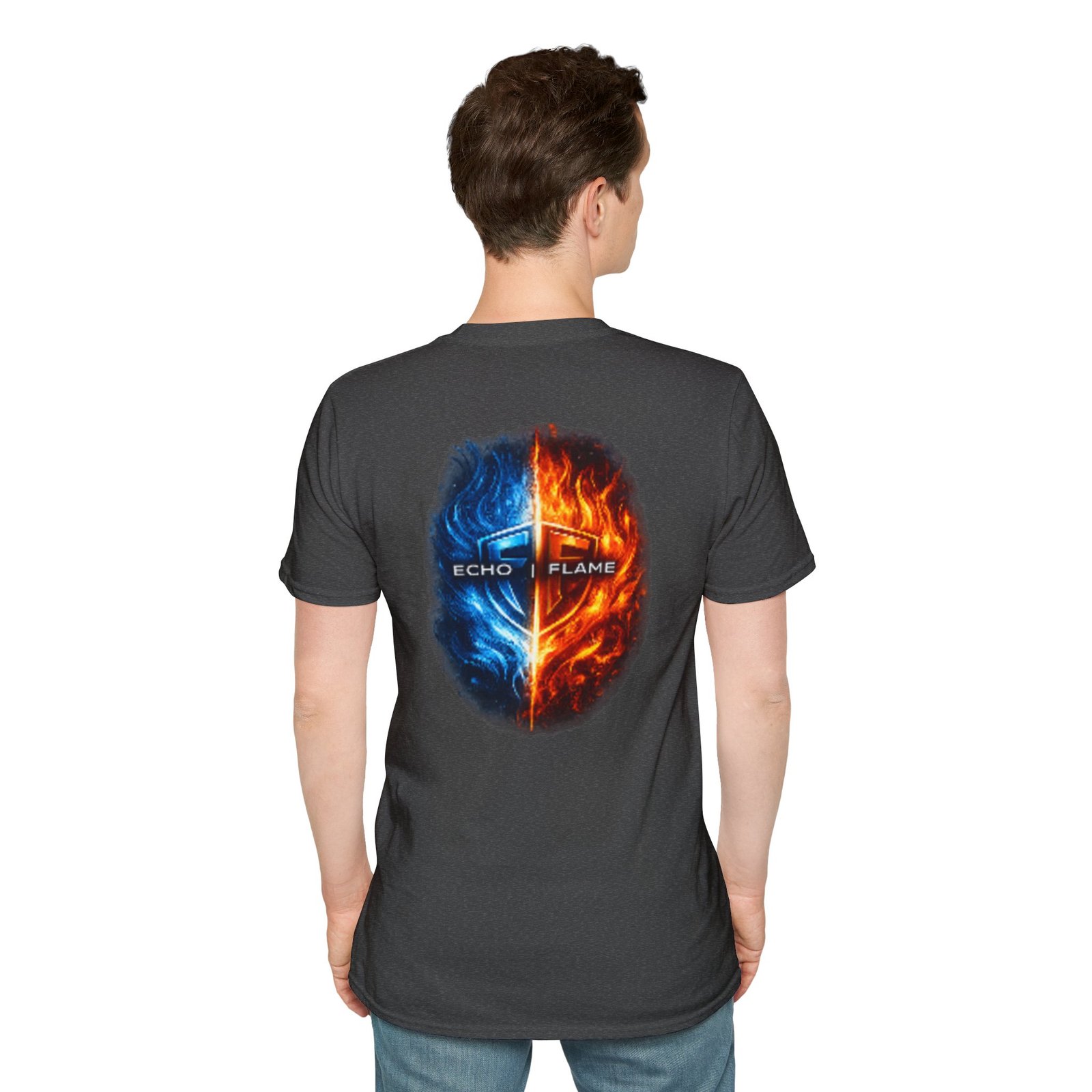 echo flame split fire & ice graphic t shirt echo flame split fire & ice graphic t shirt