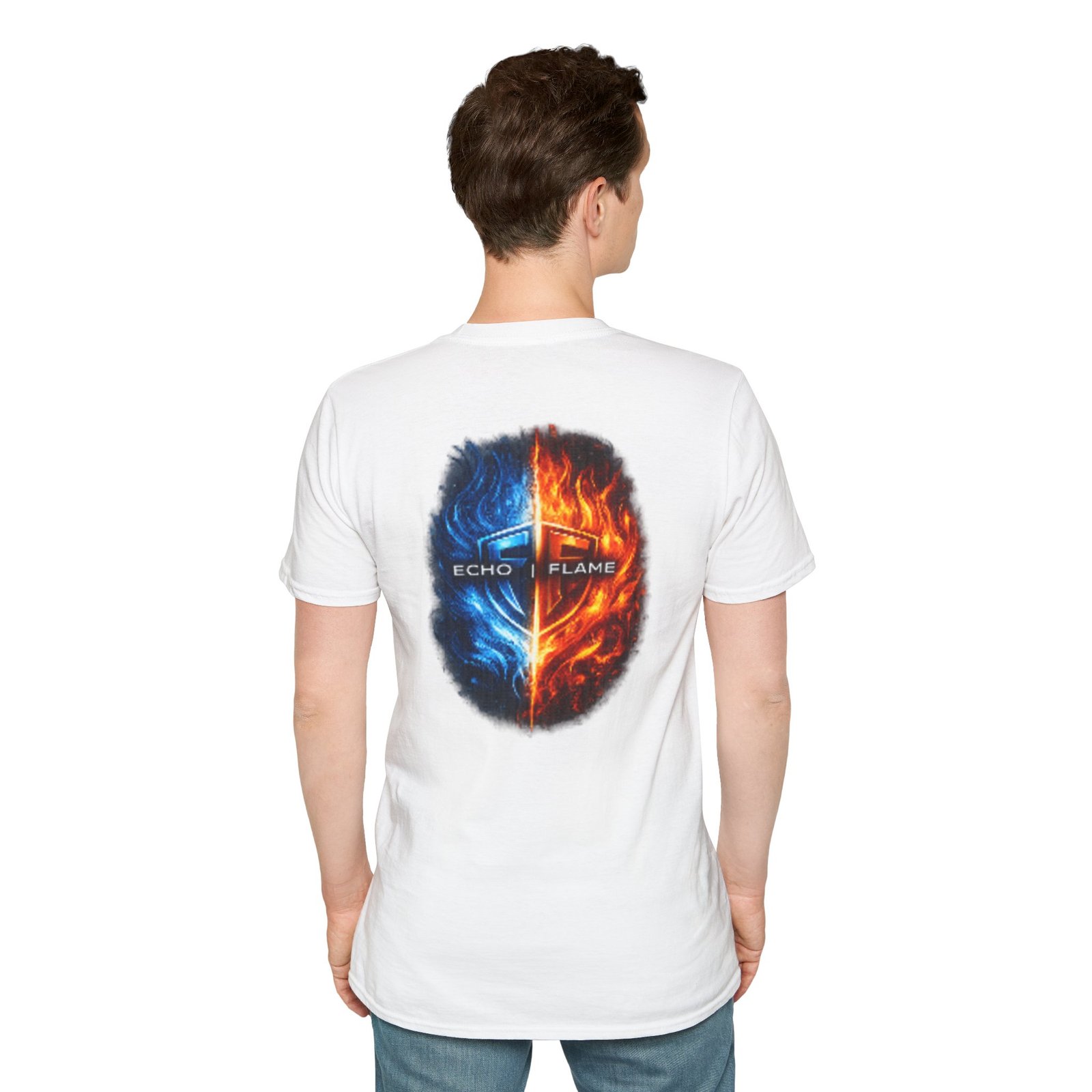 echo flame split fire & ice graphic t shirt echo flame split fire & ice graphic t shirt