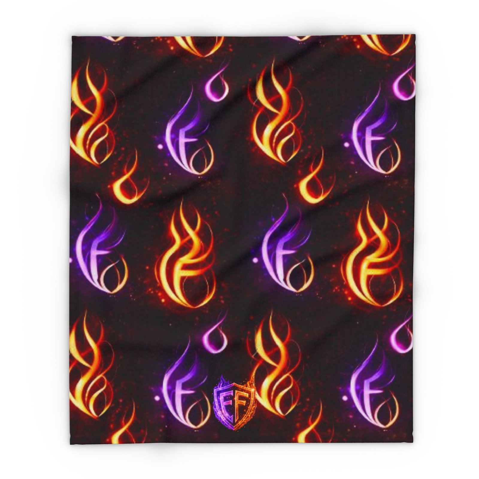 echoflame flame pattern fleece blanket – neon orange & purple fire design echoflame flame pattern fleece blanket – neon orange & purple fire design