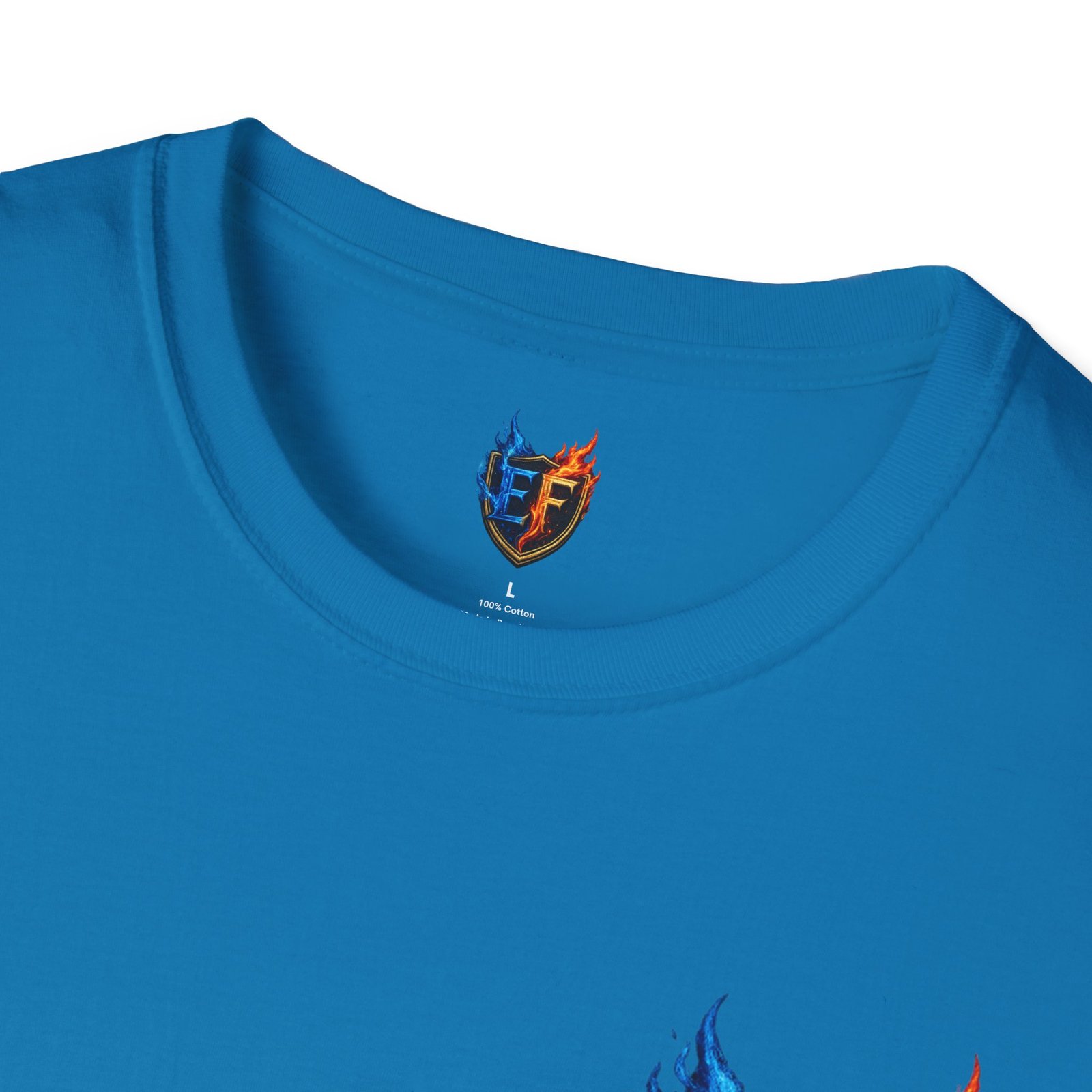 echoflame shield crest t shirt — ef flame logo (blue & red) echoflame shield crest t shirt — ef flame logo (blue & red)