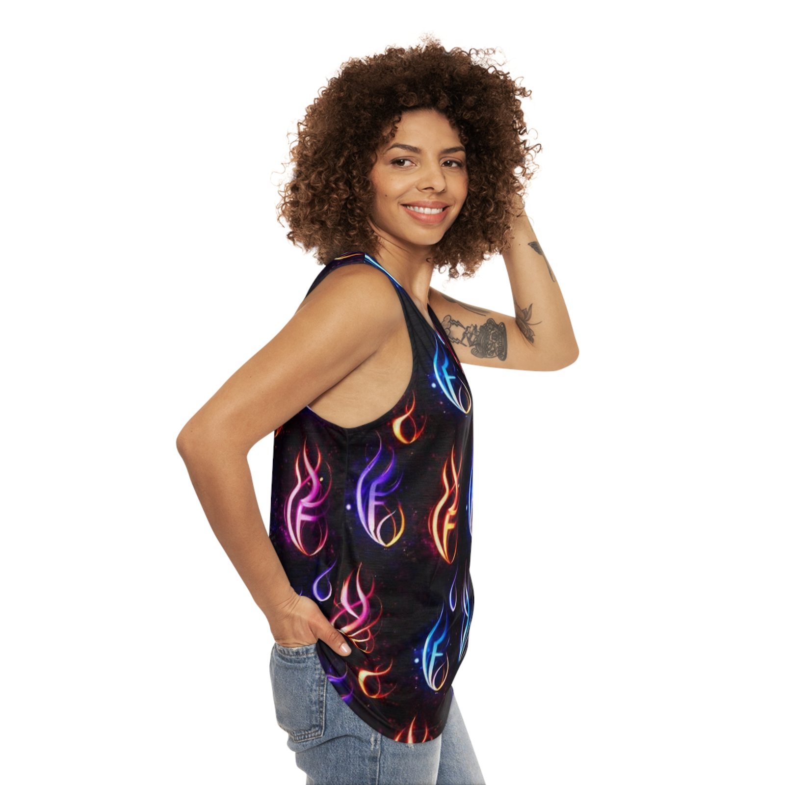 echoflame galaxy flame all over print tank top — neon fire pattern echoflame galaxy flame all over print tank top — neon fire pattern